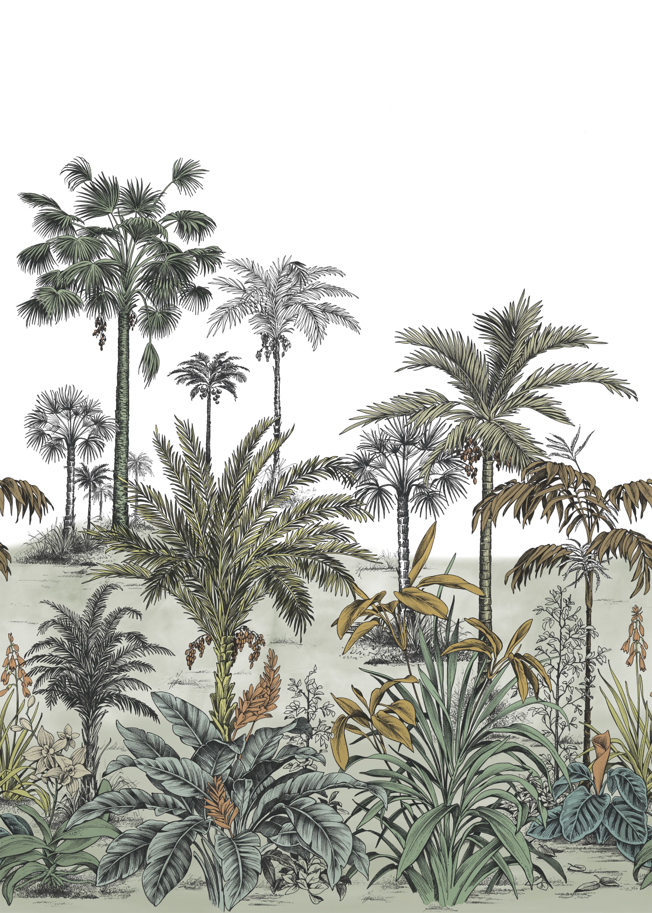 Papier peint panoramique Jungle Nicoya M vert taiga 200x280 - Wonderwalls de Casadéco | Réf. WDWS89127603