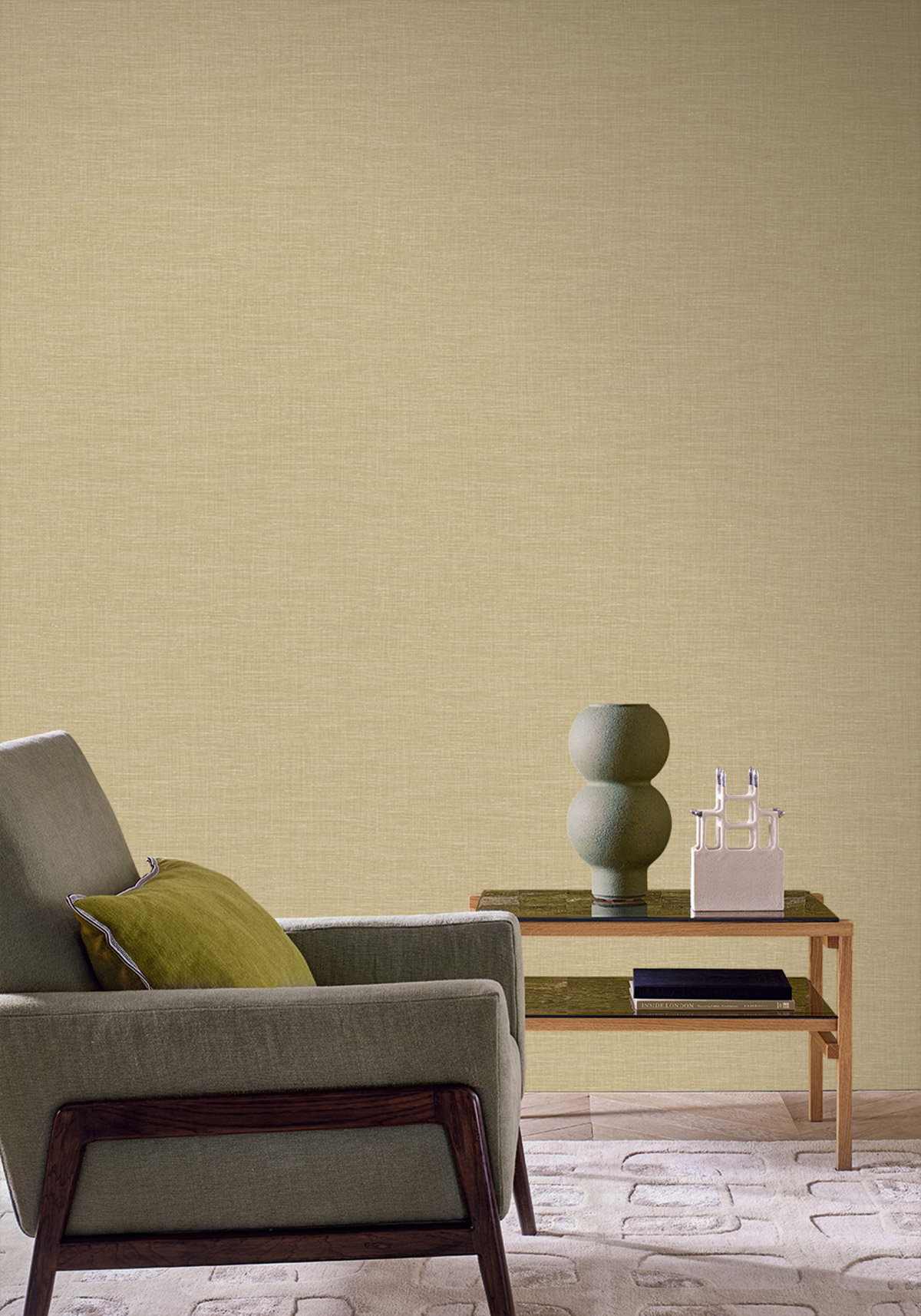 Papier peint Lin Shinok vert anis - Le Lin 3 de Casamance | Réf. CAS-F73811110