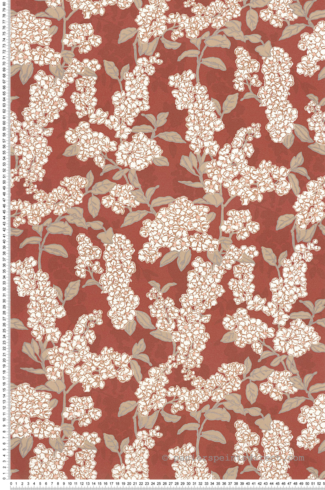 Papier peint Fleurs Ume rouge carmin - Kyoto de Casadéco | Réf. KYTO88738744