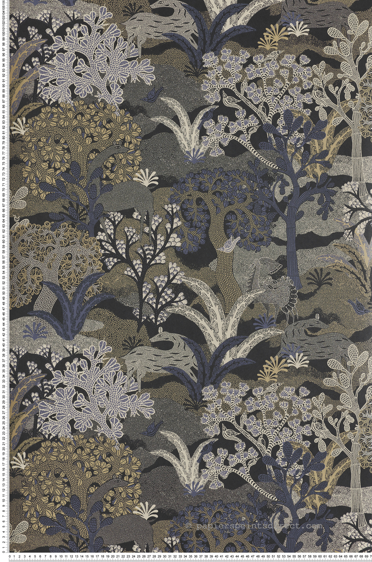 Papier peint Nature Ethnique Fabulo gris bleuté irisé - Amazone de Masureel | Réf. MAS-ZON503