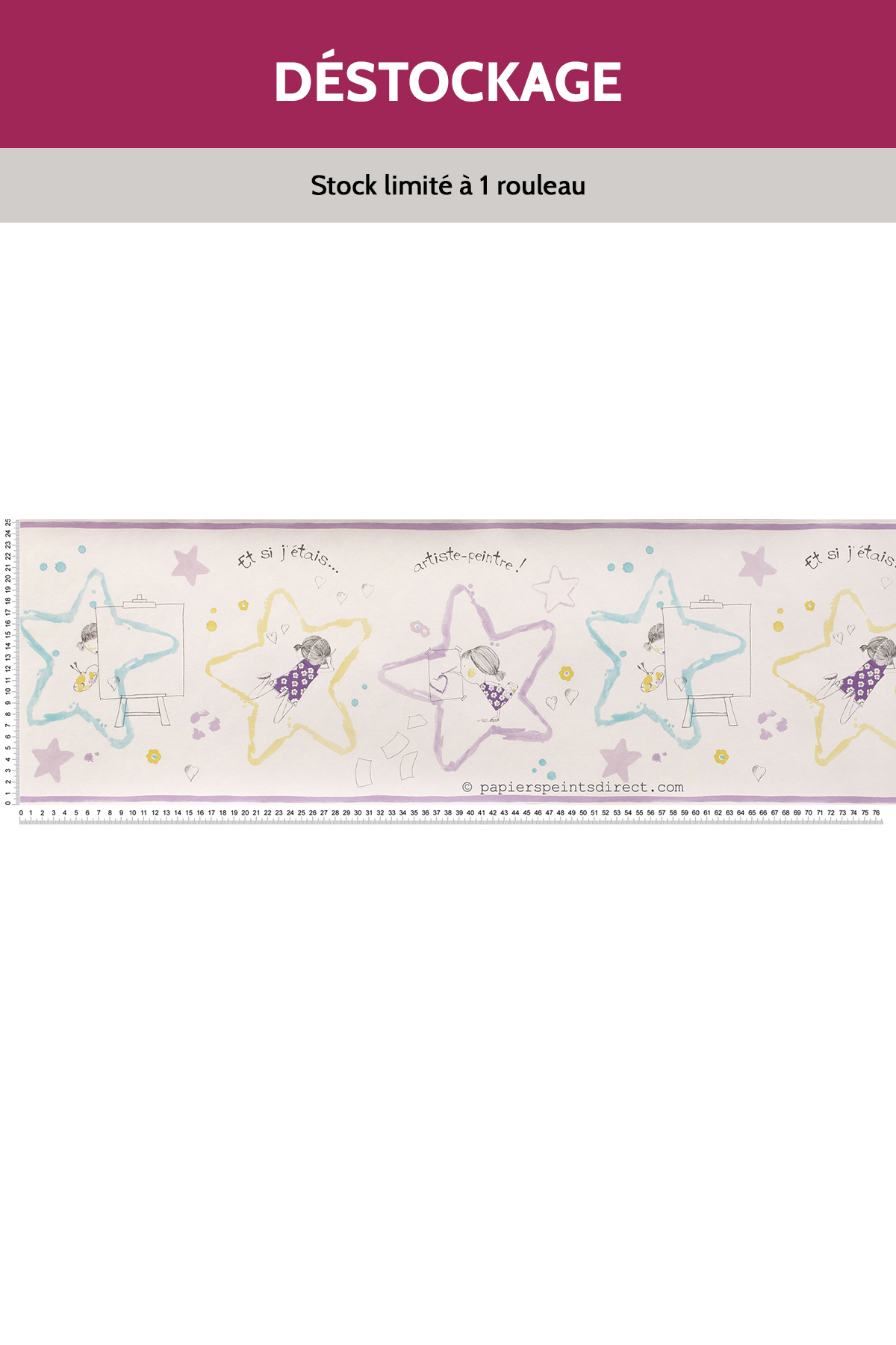 Frise Destockage - Artiste fille parme et vert - Arc en ciel