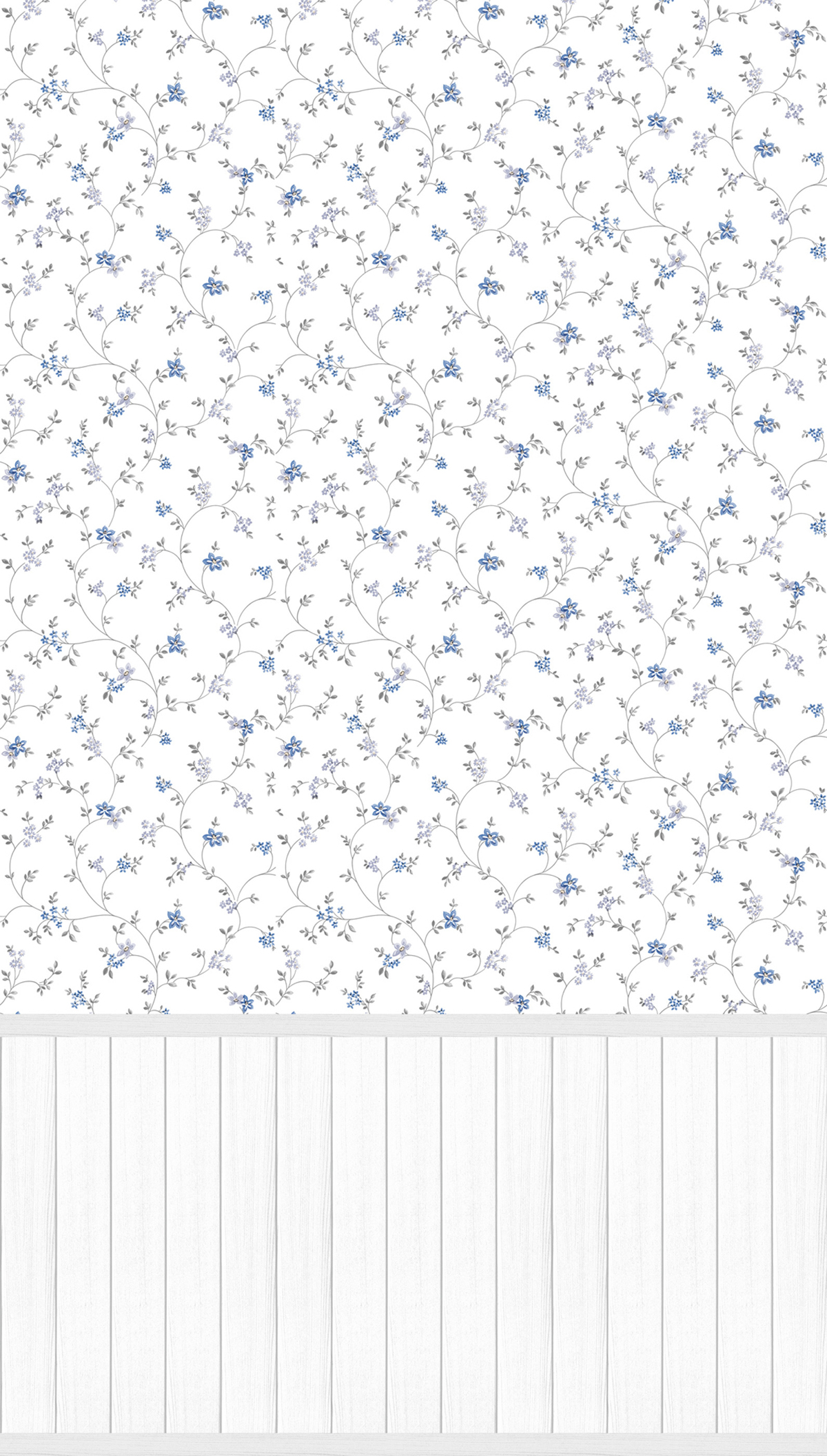 Papier peint panoramique Fleuri Soubassement bleu - Wallpanel d'A.S. Création | Réf. AS-398052