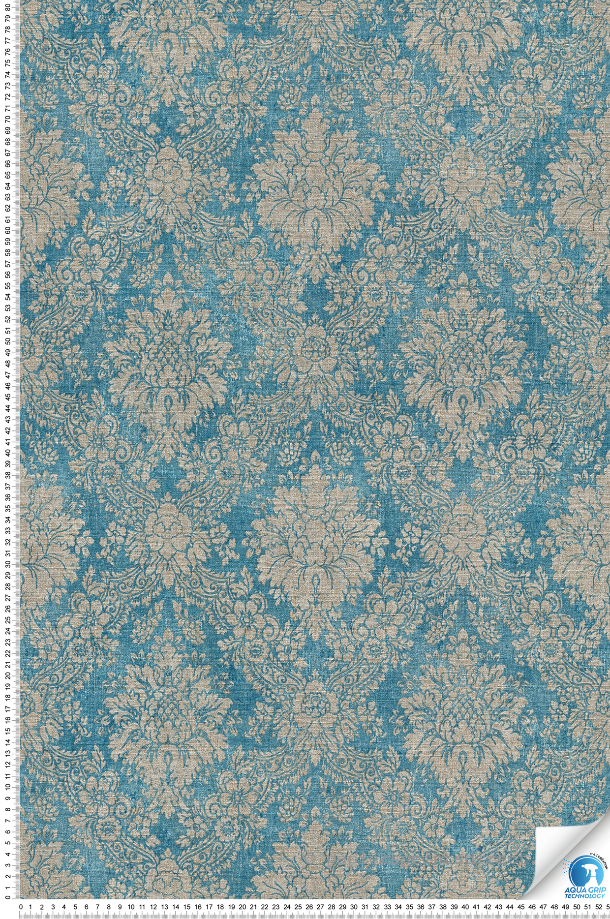 Papier peint préencollé Baroque Textile bleu grège - Designdrop d'A.S. Création | Réf. AS-784921