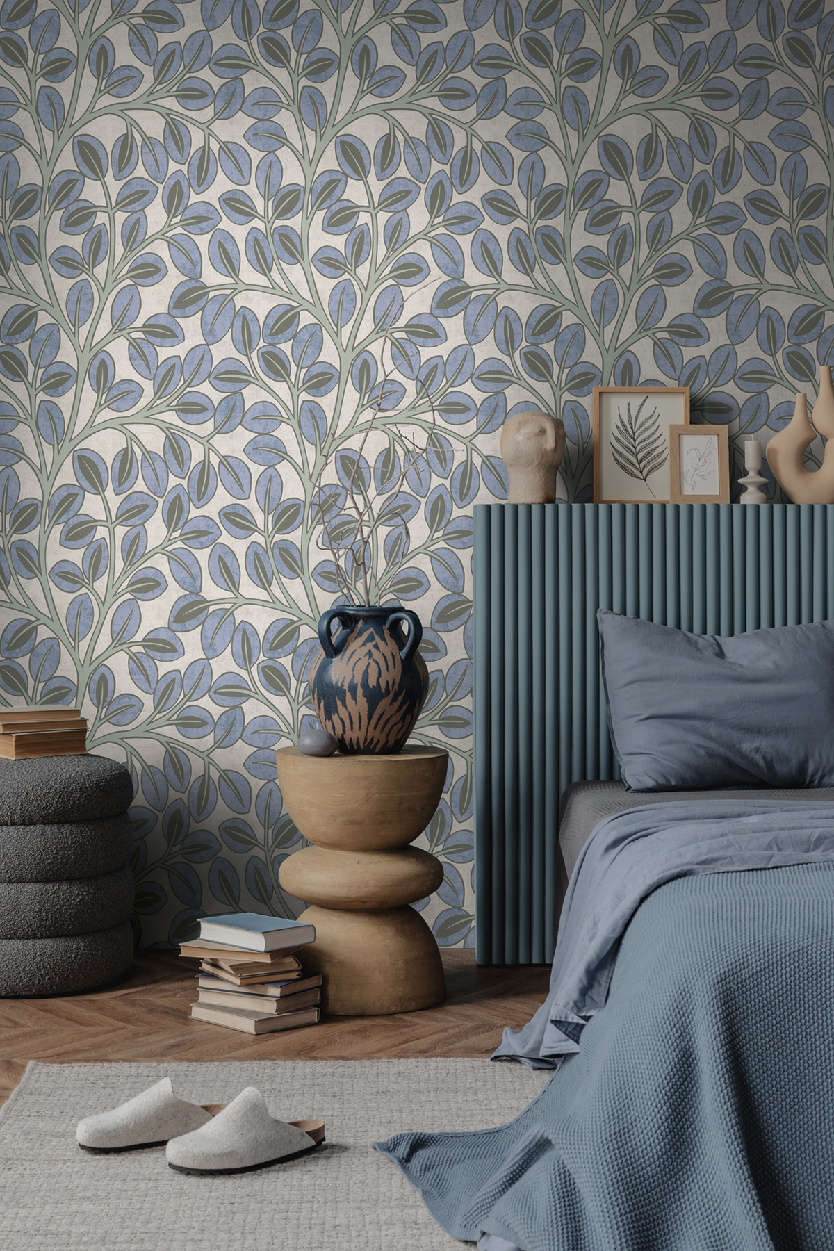 Papier peint Feuille d'Arbre Graphique bleu gris - Nordic Feeling d'A.S. Création
