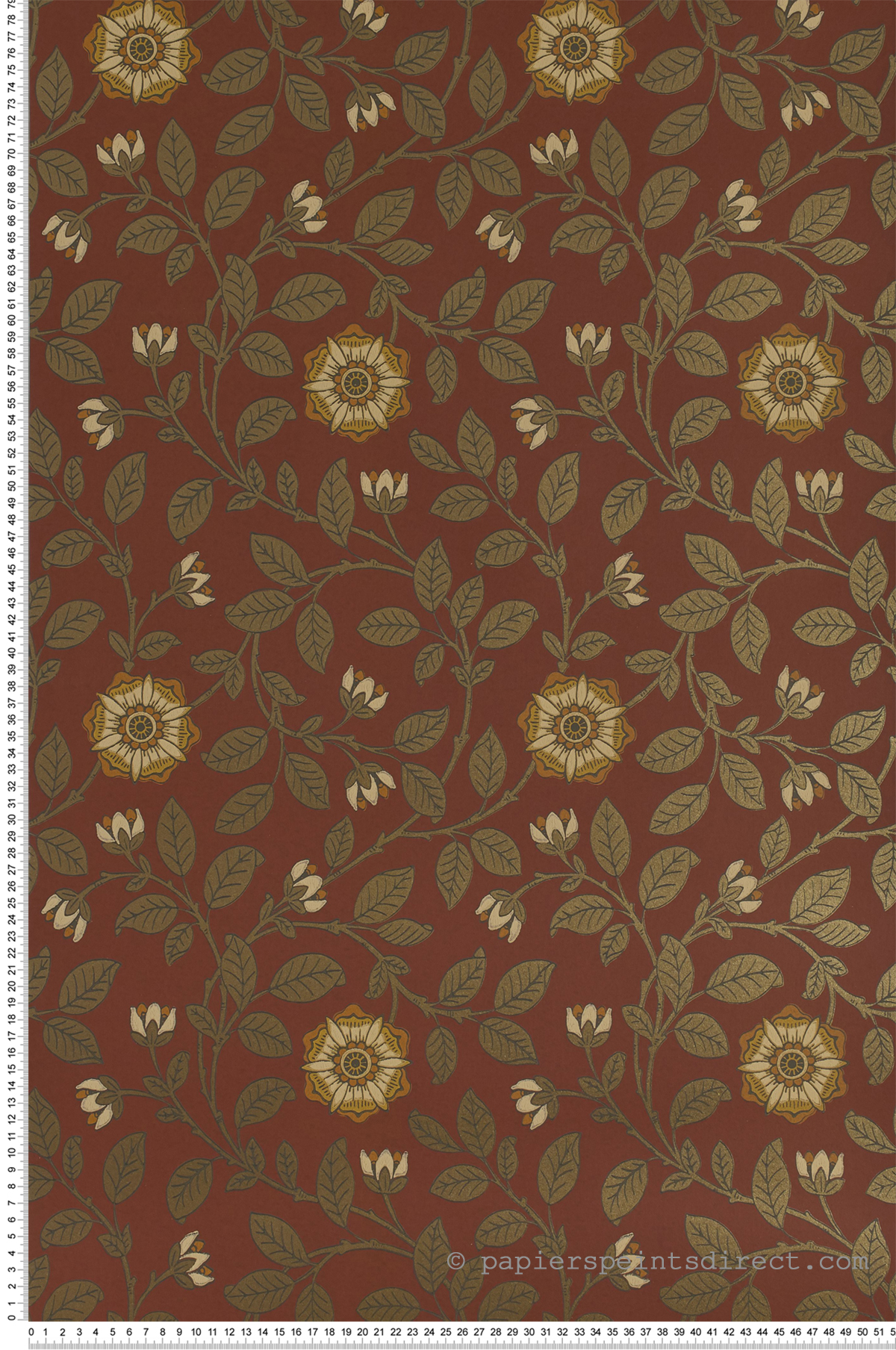 Richmond Green bordeau - Papier peint London Wallpapers IV de Little Greene