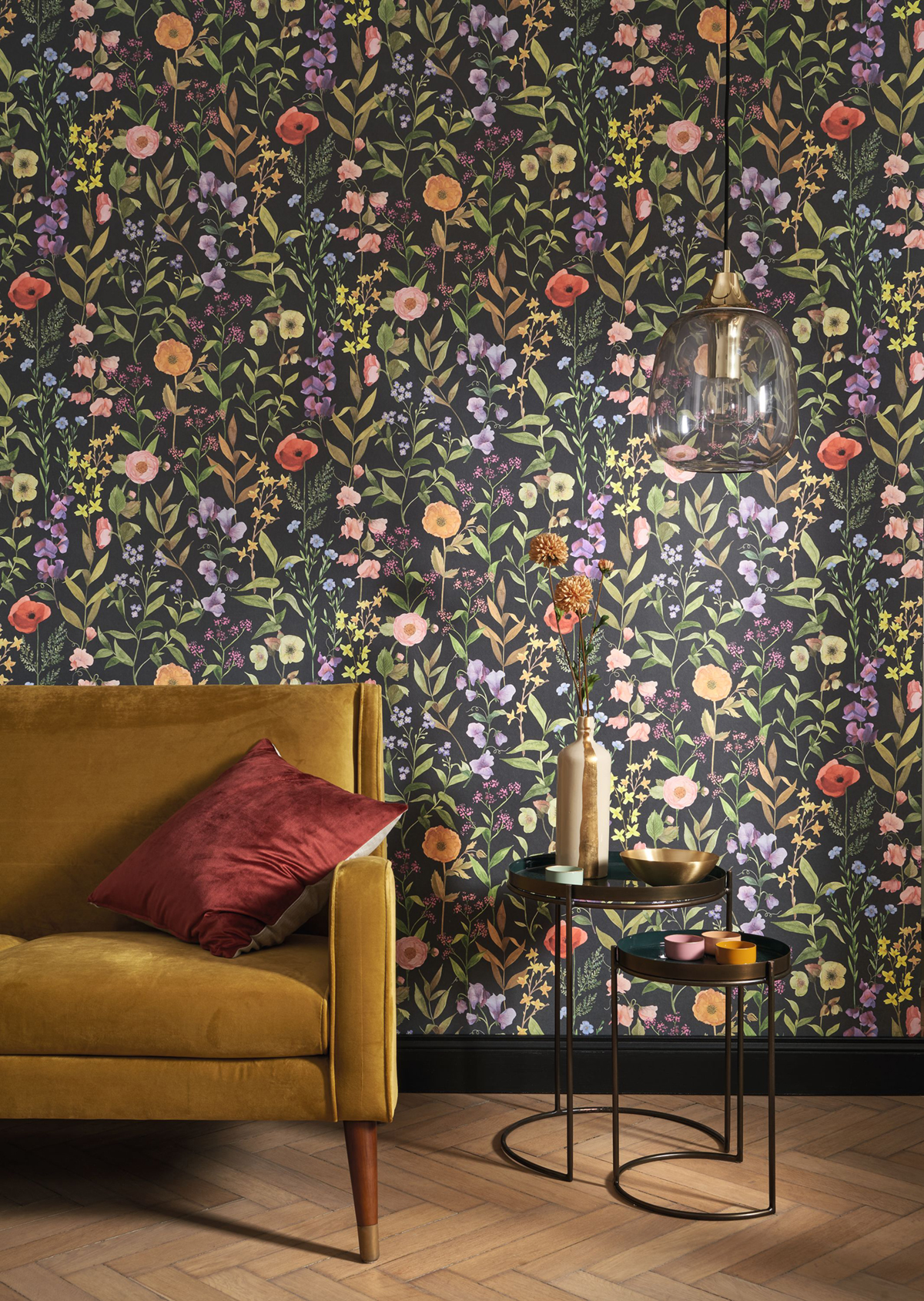 Papier peint Fleurs Des Champs noir - Gardens de Casadéco | Réf. GADN87659456