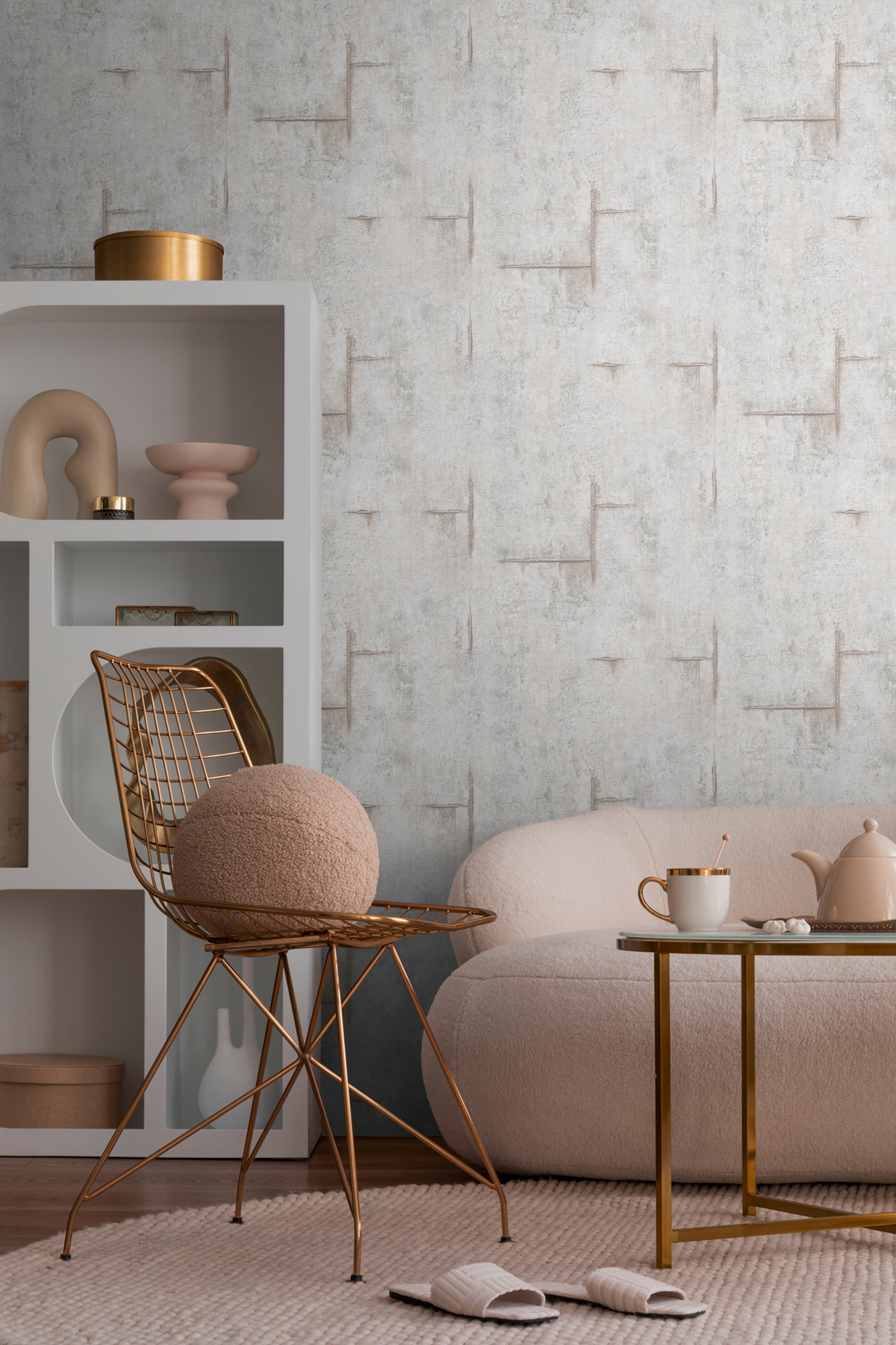 Papier peint Béton Graphite Groove gris perle - Cosmoliving d'A.S. Création | Réf. AS-790852