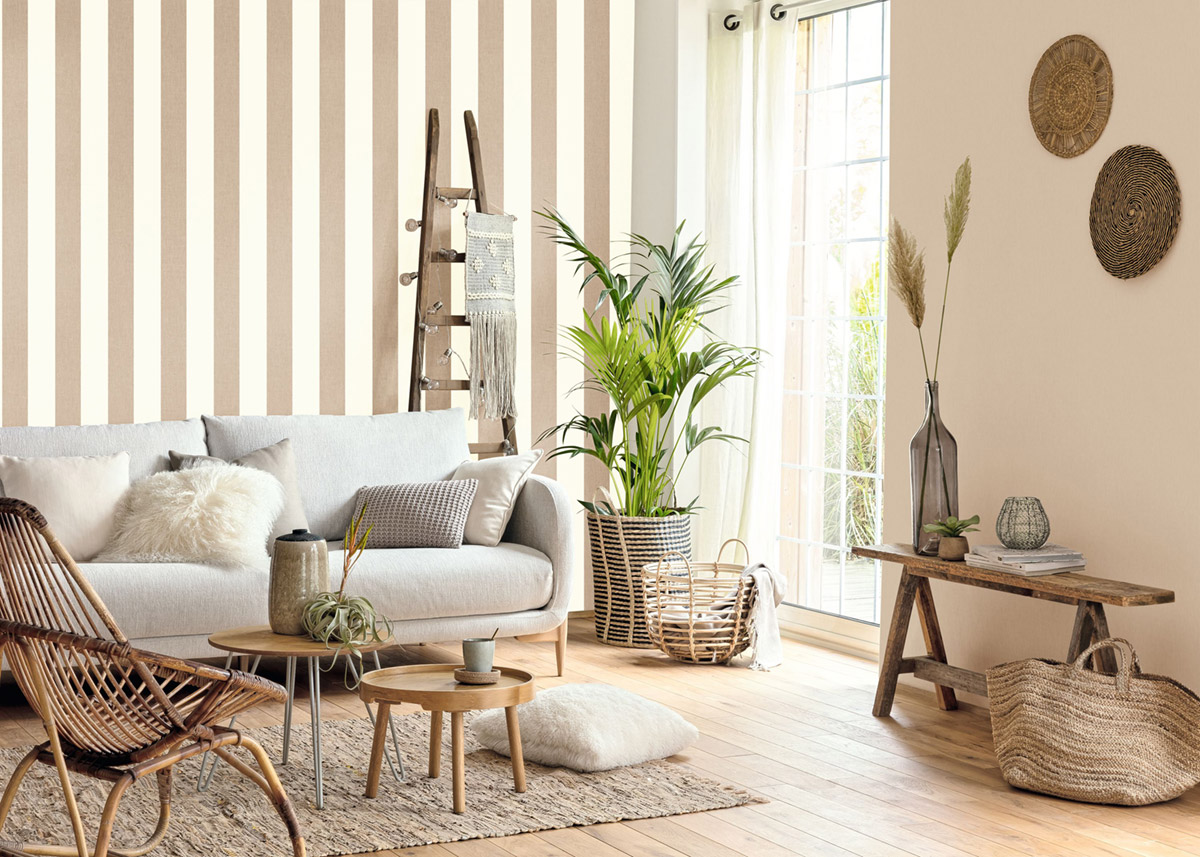 Papier peint Rayures Lin Lines taupe - Line Up de Casélio | Réf. LNP104042167