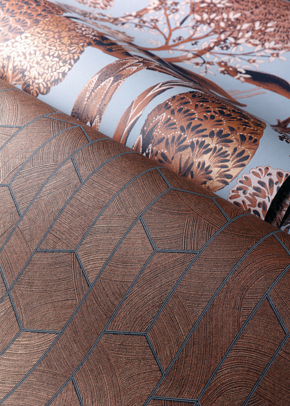 Papier peint Forêt Exotique Viray bleu doux doré - Summer de Masureel AMB2 | Réf. MAS-SUM004