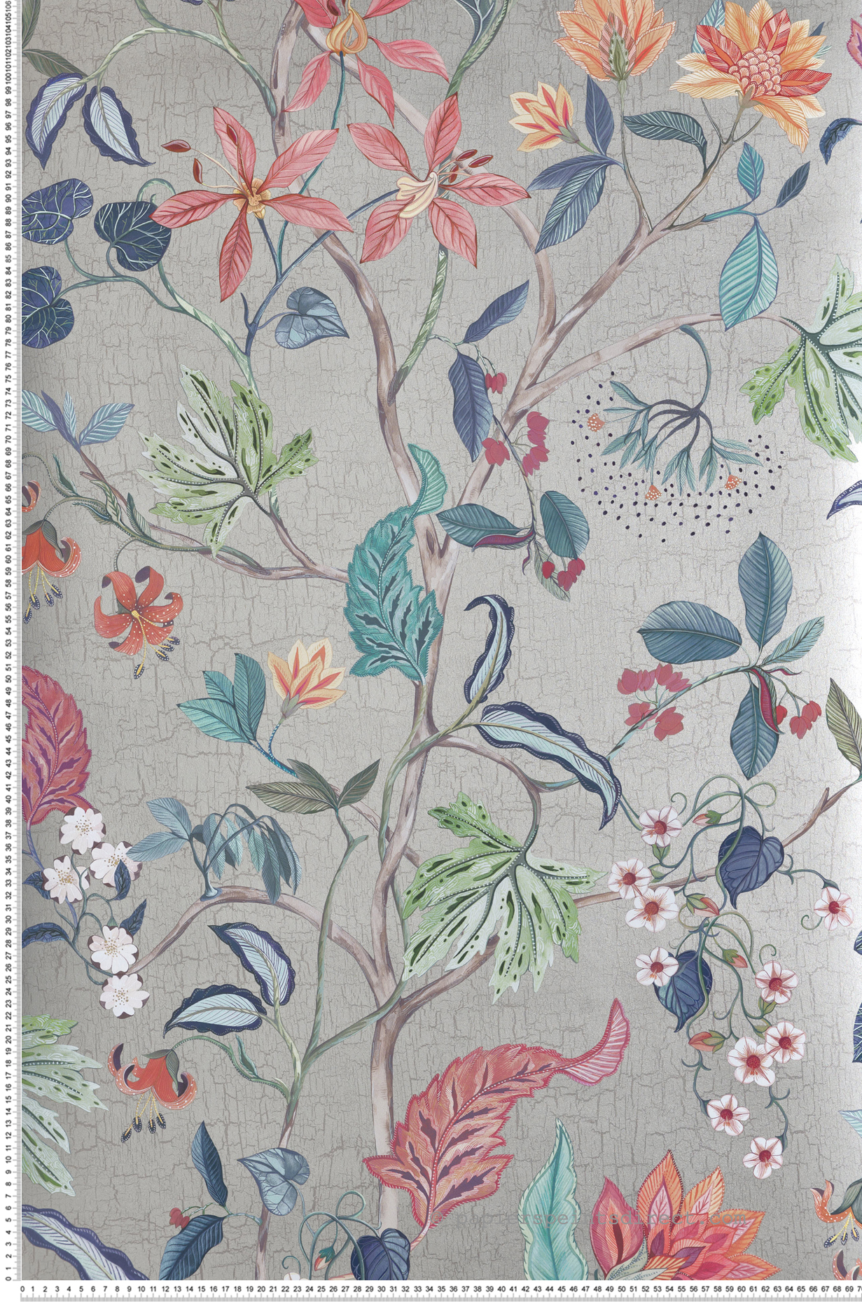 Papier peint Fleur Exotique Chellah argenté - Byzance d'Osborne & Little | Réf. OSB-W7907-02