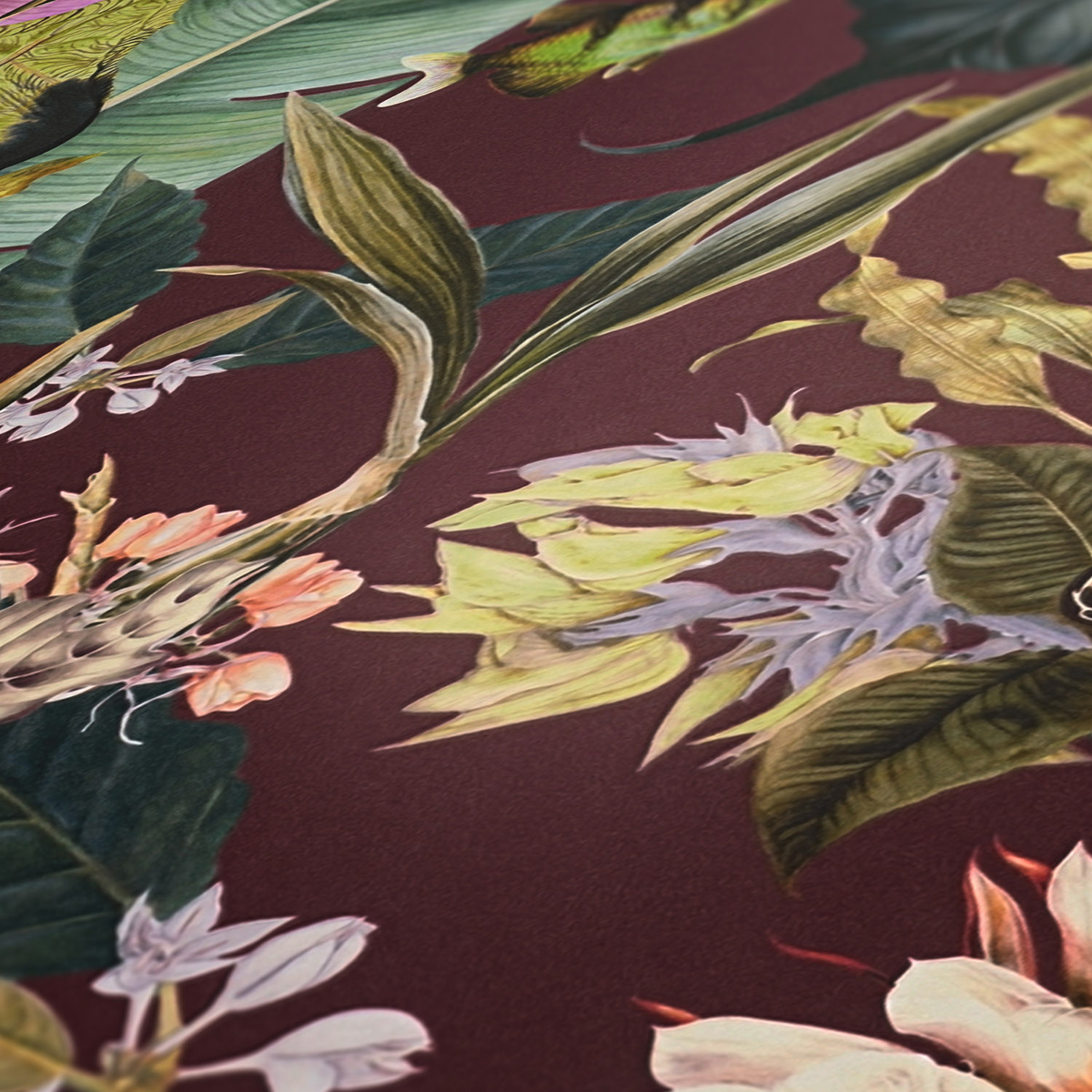 Papier peint Tropical et Animaux aubergine - Dream Flowery de Architects Paper | AMB Réf. 38176-5