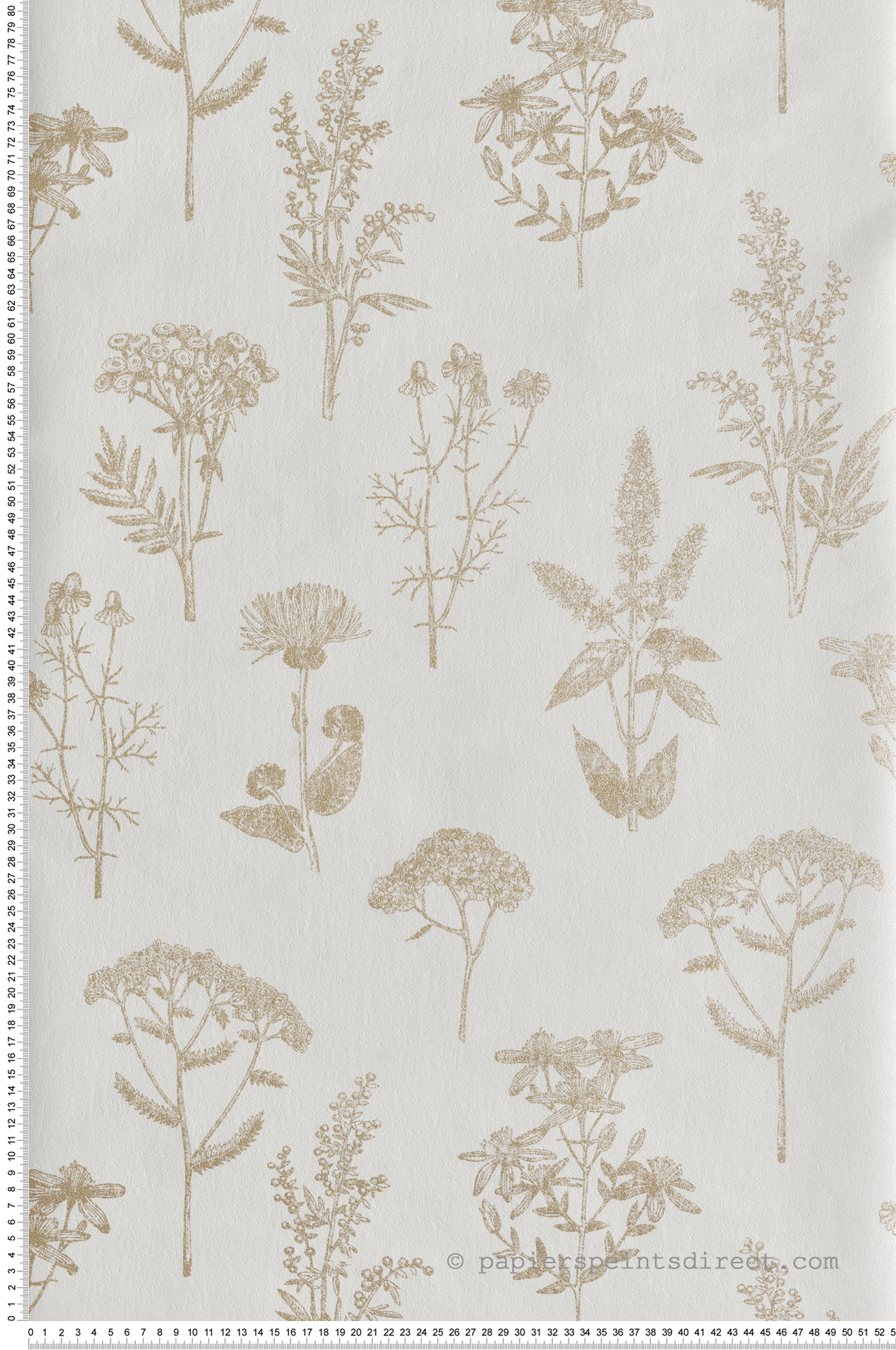 Papier Peint Graminées Scandinave métallisé écru doré - Flora d'Ugépa | Réf. UGP-M80504