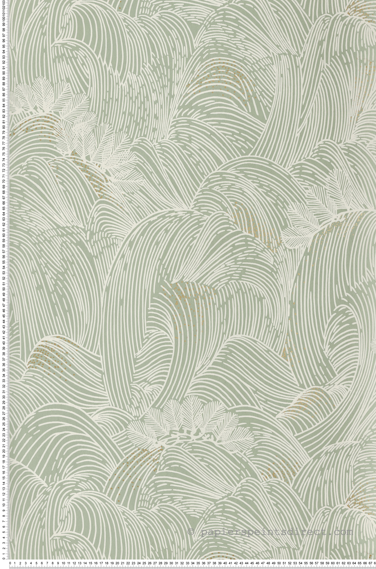 Papier peint Vague Graphique Marée Haute vert amande - L'Ile aux Oiseaux de Casamance | Réf. CAS-75902140