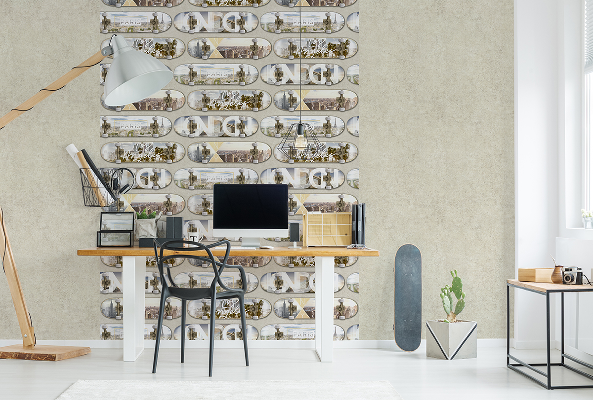 Papier peint Urbain Skate beige - Loft d'Ugépa | Réf. UGP-M50607