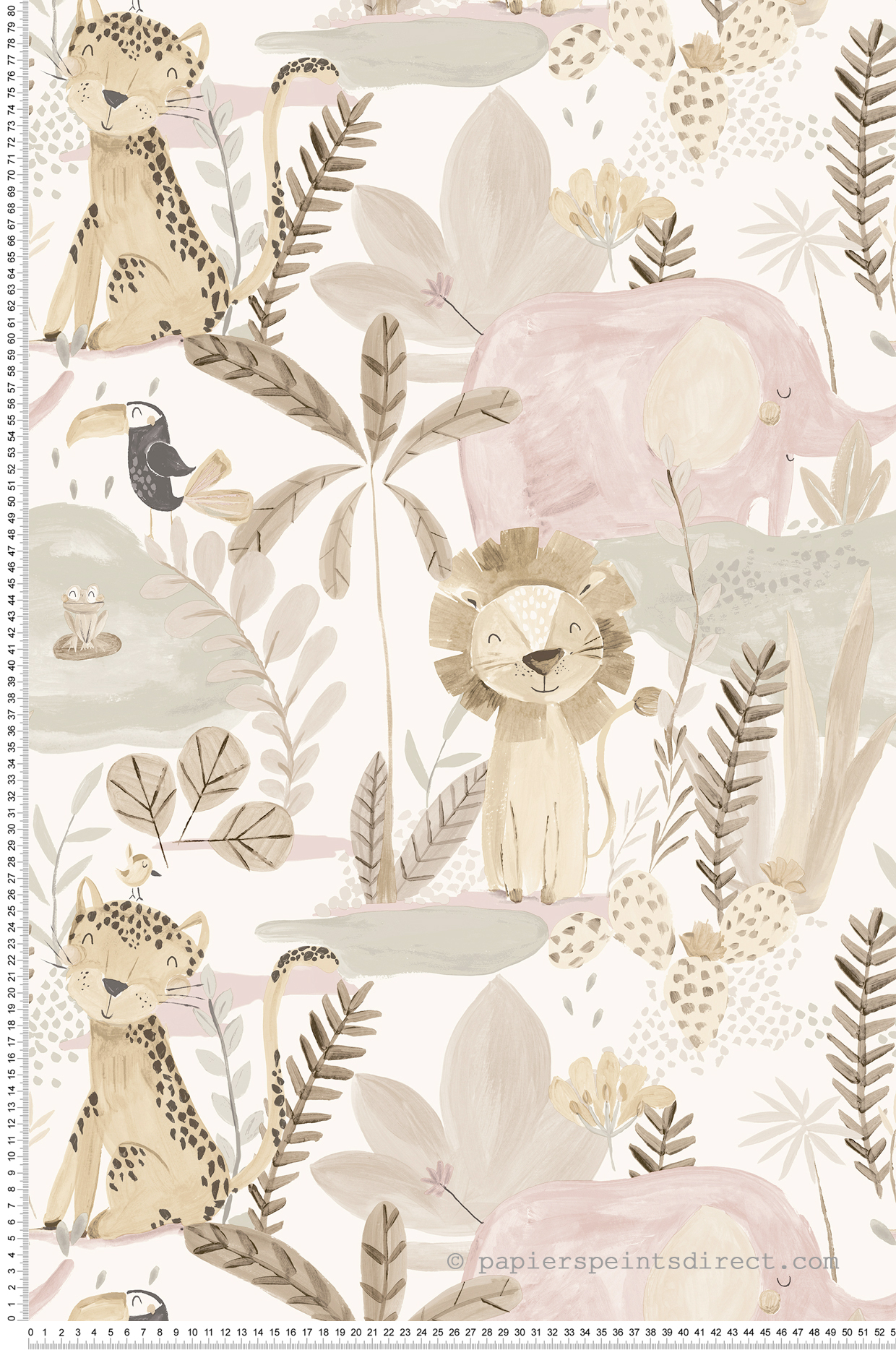 Papier peint Jungle Animaux Enfant beige - Imagine de Lutèce | Réf. LTC-DL27557