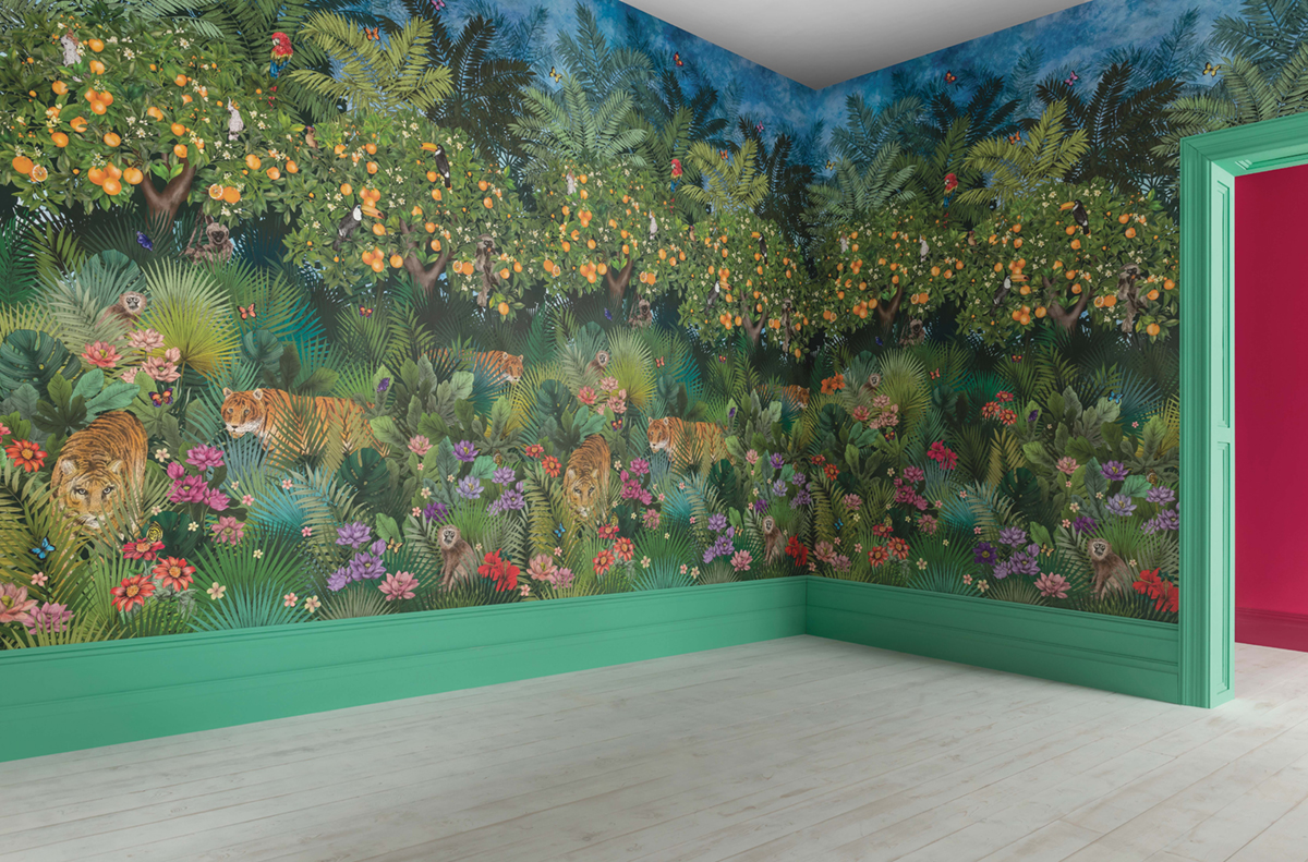 Papier peint panoramique Jardin Tiger Grove vert - DayDreams et The Wallpaper Collection de Matthew Williamson | Réf. OSB-W7492-01