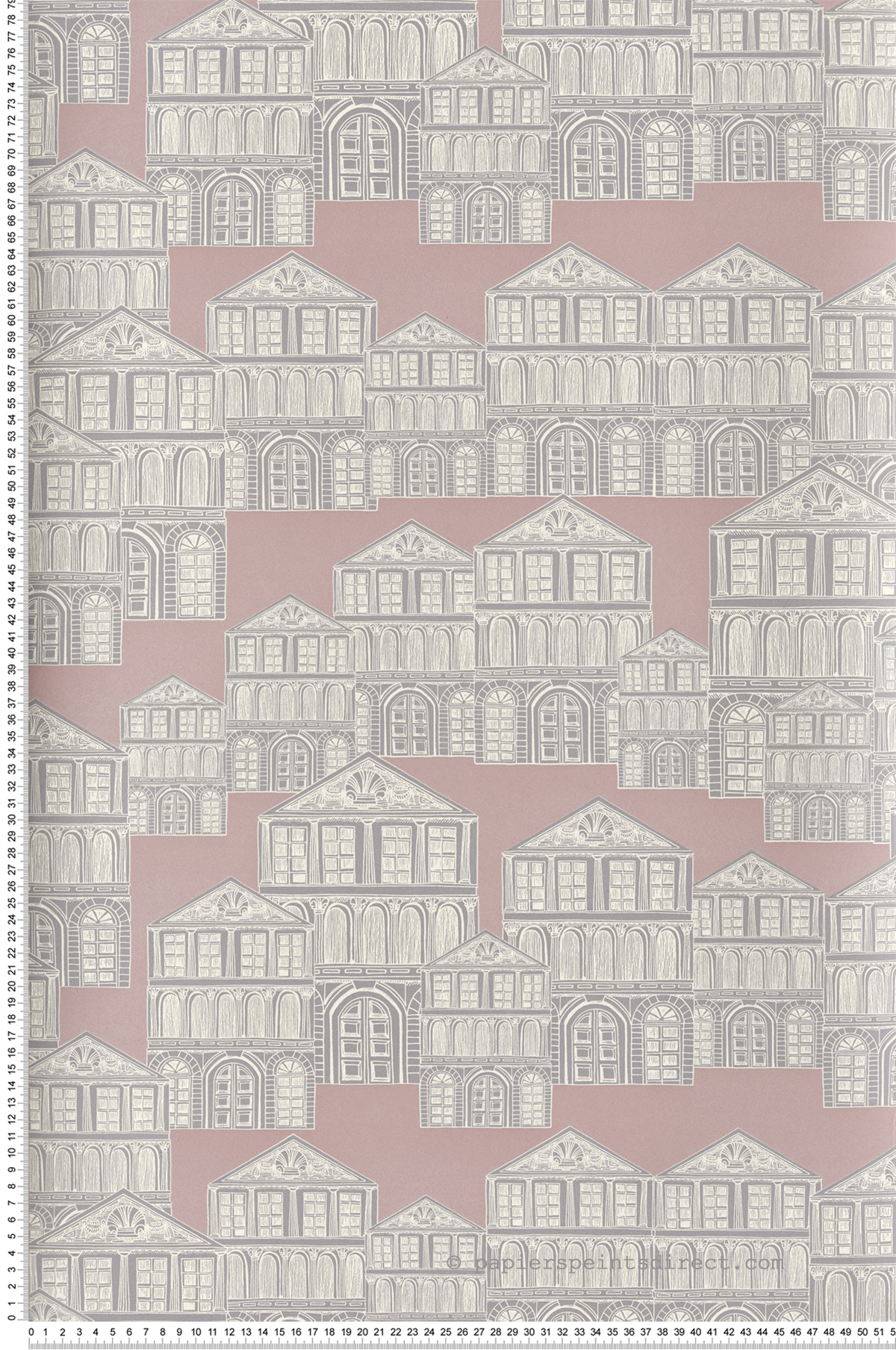 Papier peint Edifice Ville rose - Elodie 1838 Wallcoverings d'Initiales | Réf. INI-90713702