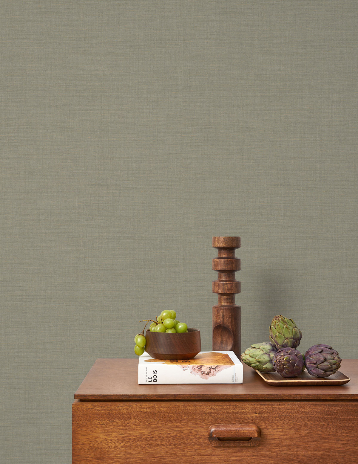 Papier peint Faux Uni Pointillé Smith kaki - Carnaby Street de Casadéco | Réf. CARN200569255