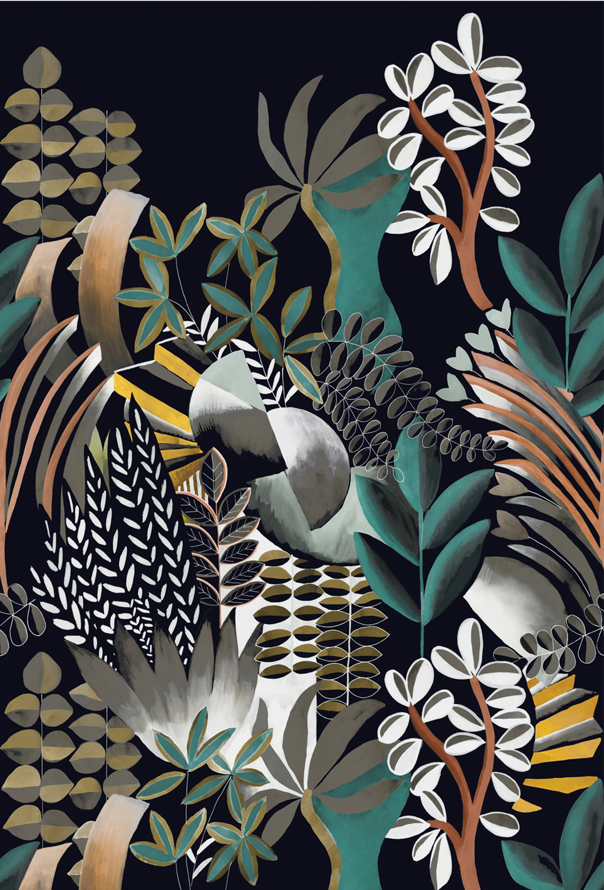 Papier peint panoramique Nature Artemis noir - Panoramas de Casamance | Réf. CAS-74870304