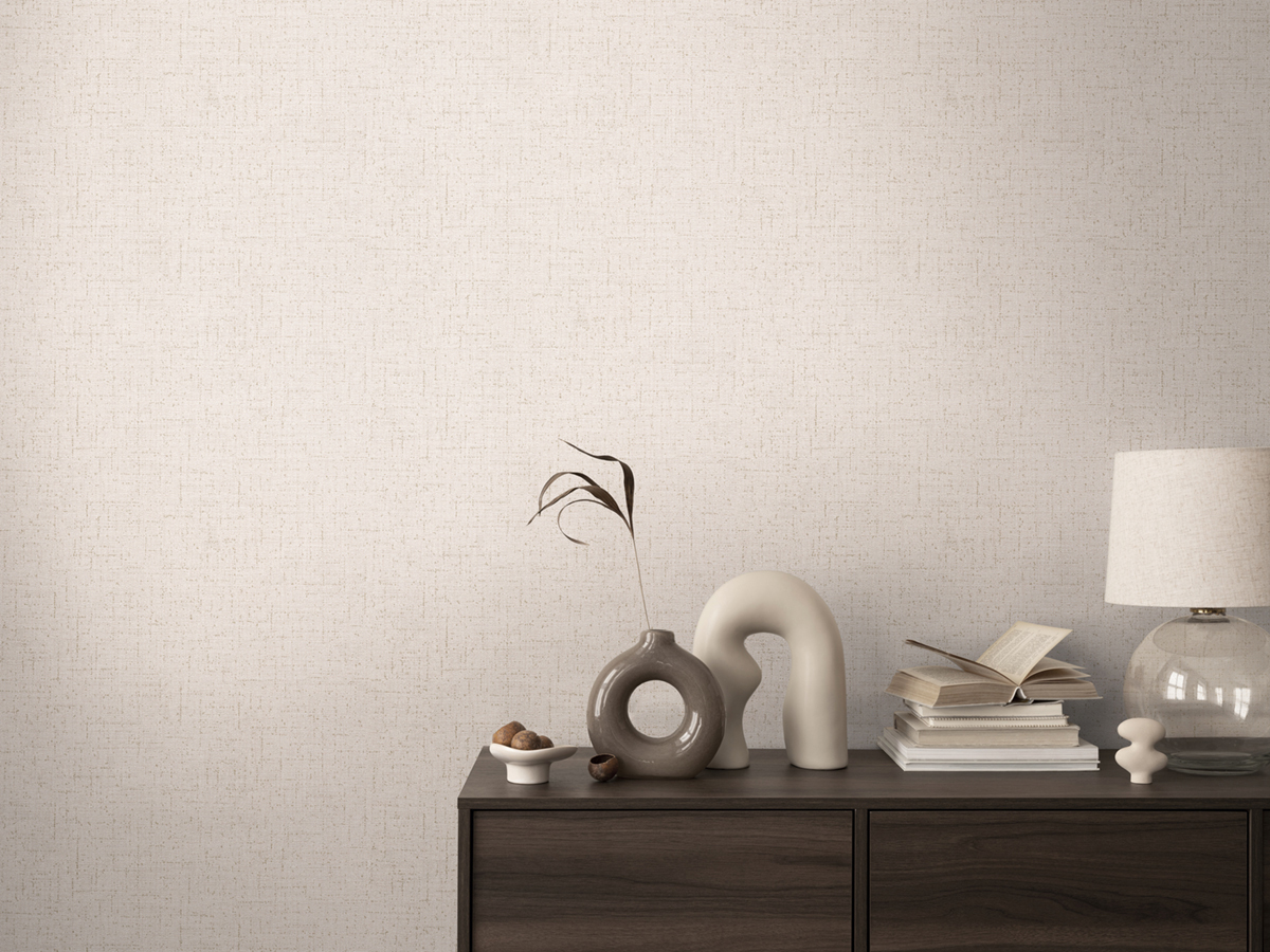 Papier peint Uni Tissage Métallisé blanc tourterelle doré - Cosmoliving d'A.S. Création | Réf. AS-790669