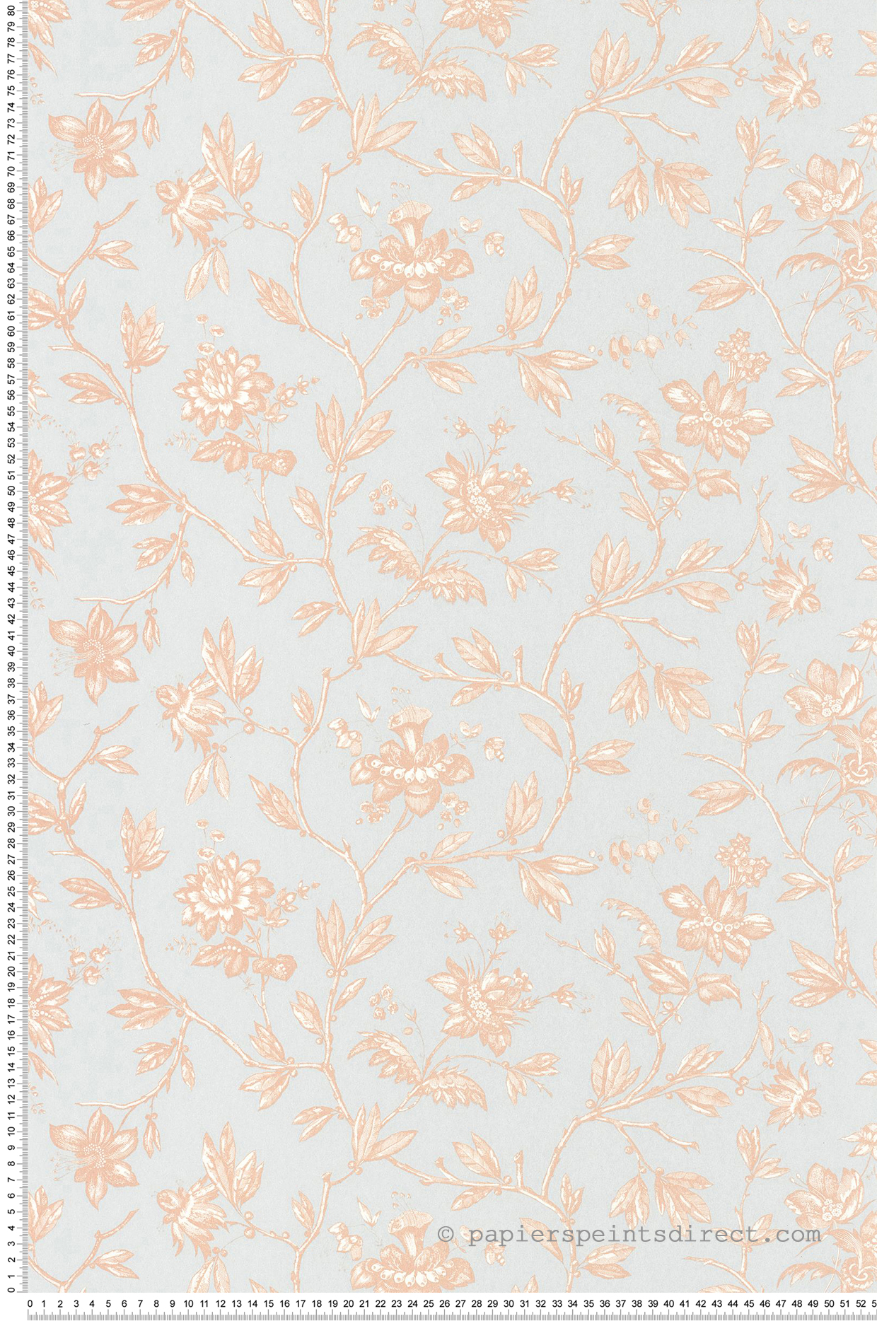 Papier peint Fleurs Romantiques rose pêche - Les Belles Toiles De Jouy de Casadéco AMBV | Réf. LBTJ87964215