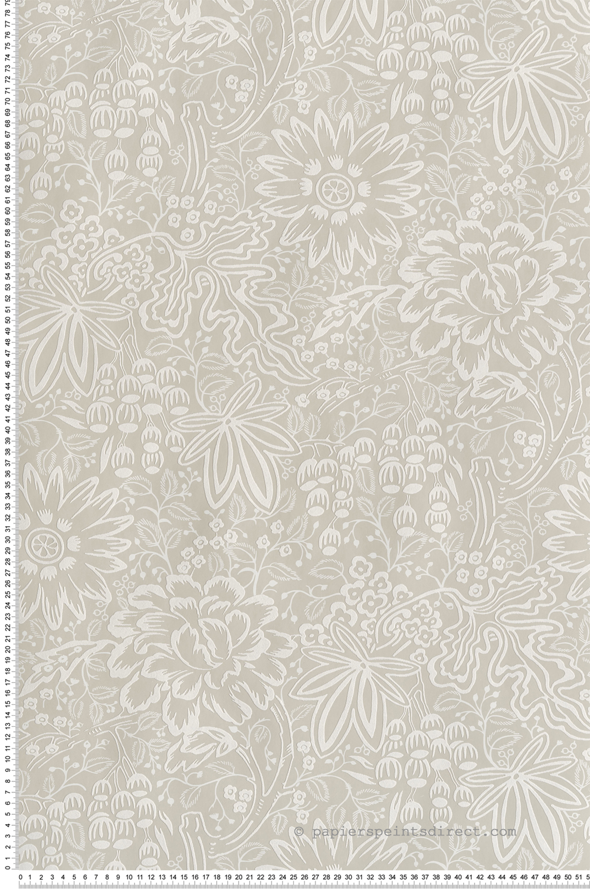 Papier peint Fleurs Peony Garden grège - V&A Decorative Papers III d'Initiales | Réf. INI-2513-188-01