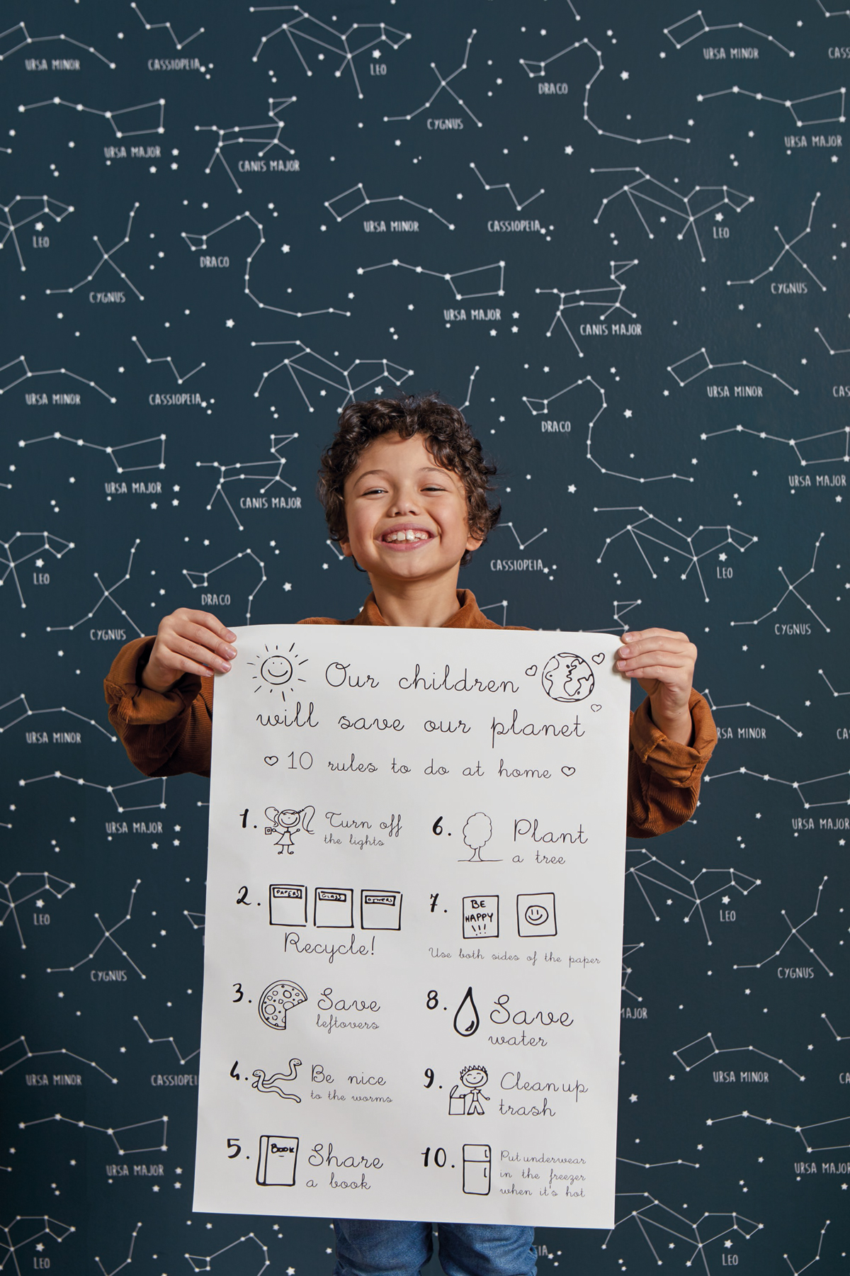 Papier peint Etoile Constellation phosphorescent nuit - Our Planet de Casélio | Réf. OUP101916918