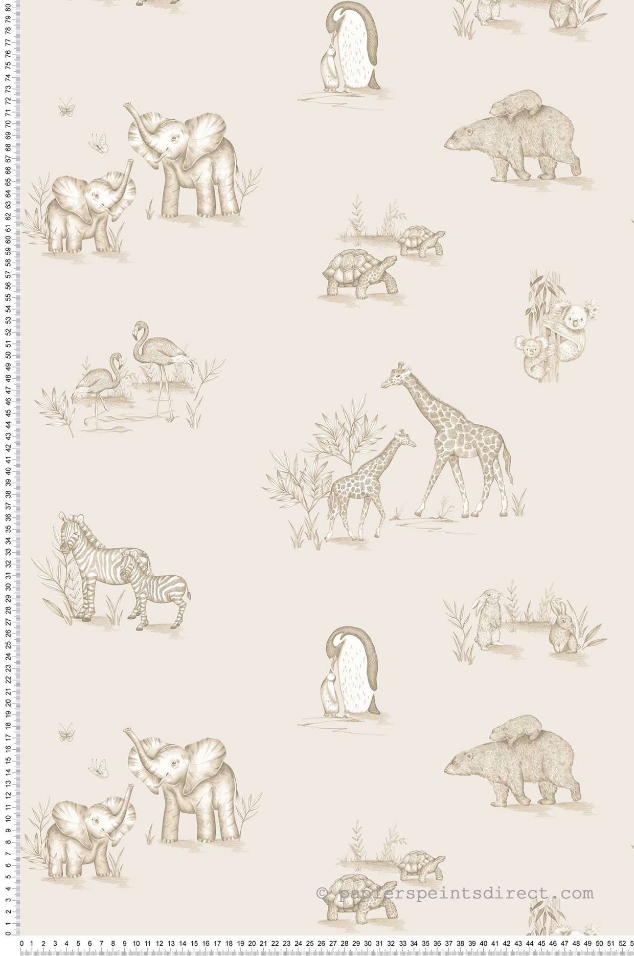 Papier peint Animaux Éléphant Safari beige - Imagine de Lutèce | Réf. LTC-DL27553