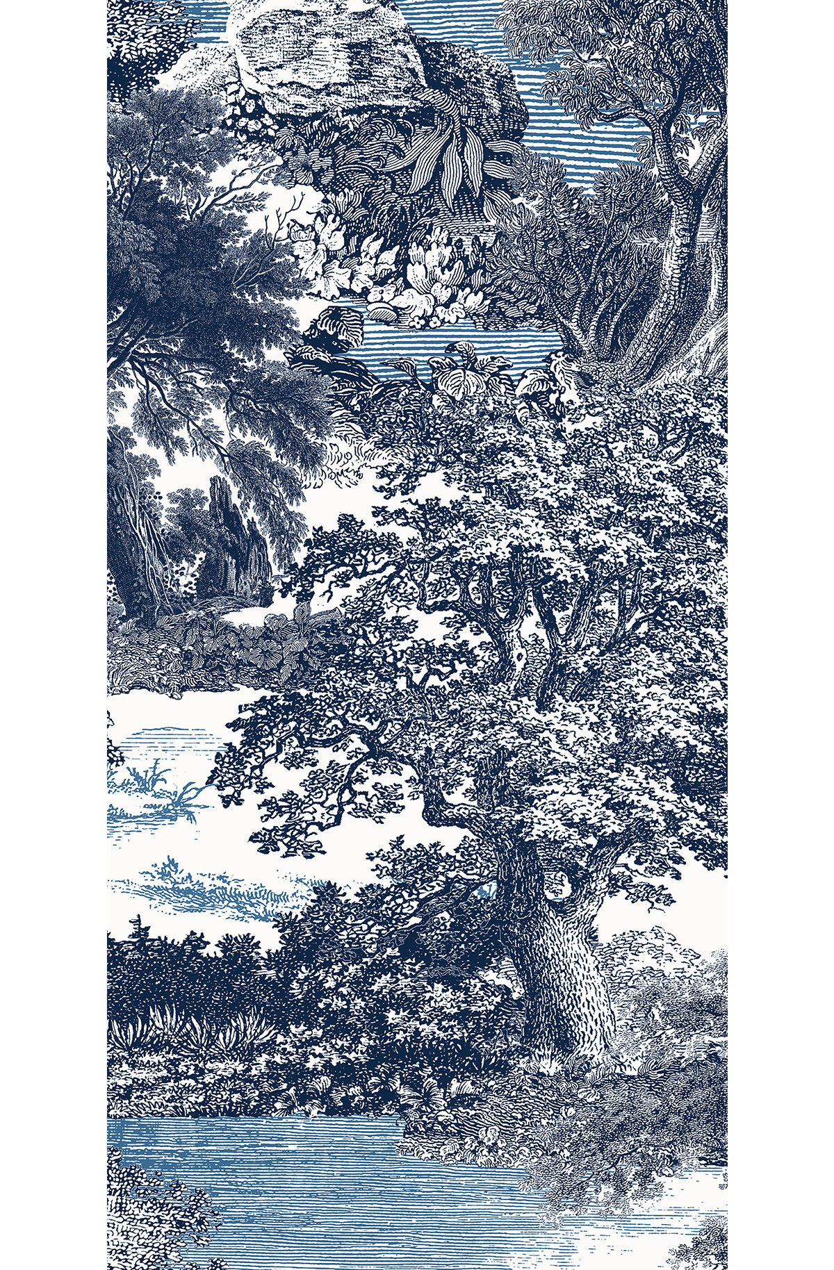 Papier peint panoramique Toile de Jouy Salcey bleu - C H260 - Amazone de Masureel | Réf. MAS-DGSAL1023-260