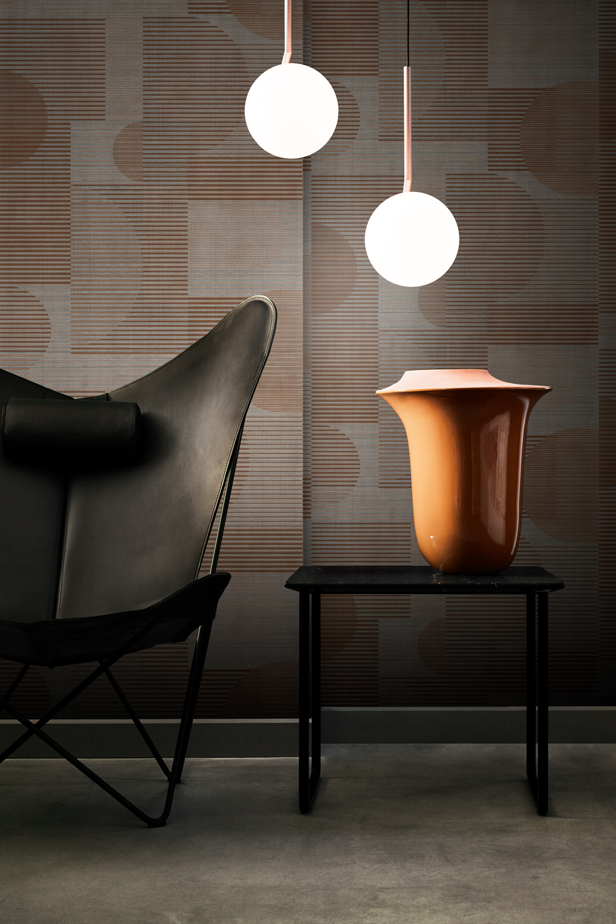 Papier peint Géométrique Cercle terracotta gris - Allure de Lutèce | Réf. LTC-AL26282