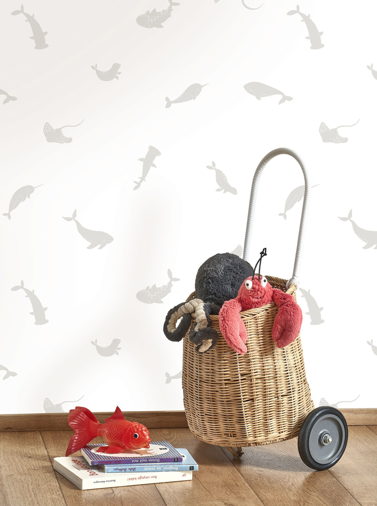 Papier peint Animaux Aquatiques Poetic Sea gris baleine - Once Upon A Time 2 de Casadéco | Réf. OUTD200809229