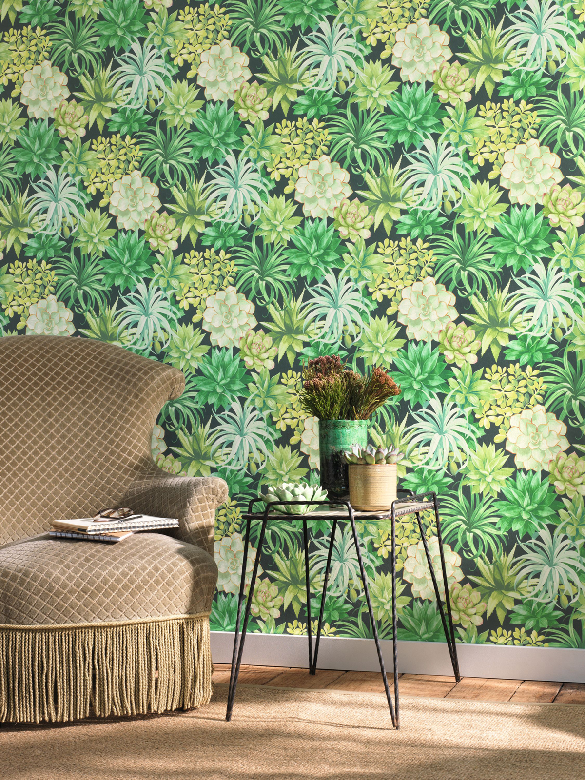 Papier peint Plante Echeveria vert - Botanica de Casadéco | Réf. BOTA85917396