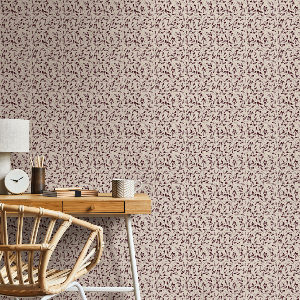 Papier peint Guirlande Feuille Liberty bordeaux prune - The Wall Llewelyn-Bowen de Lutèce | Réf. LTC-LB25162
