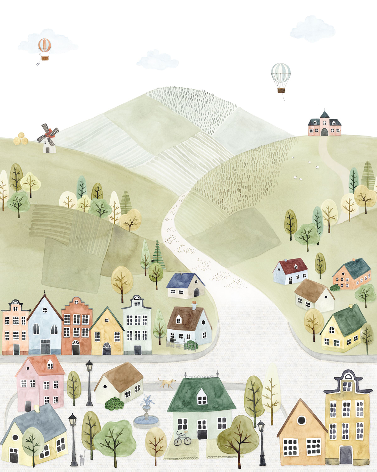 Papier peint panoramique Maison Welcome to the Village S multicolore 200X250 - Once Upon A Time 2 de Casadéco | Réf. OUTD200713605