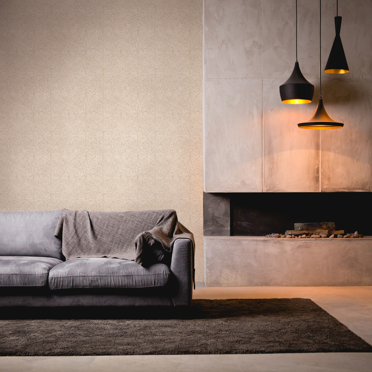 Papier peint Ethnique Géométrique crème et argenté - My Home My Spa d'A.S. Création | Réf. SP15838