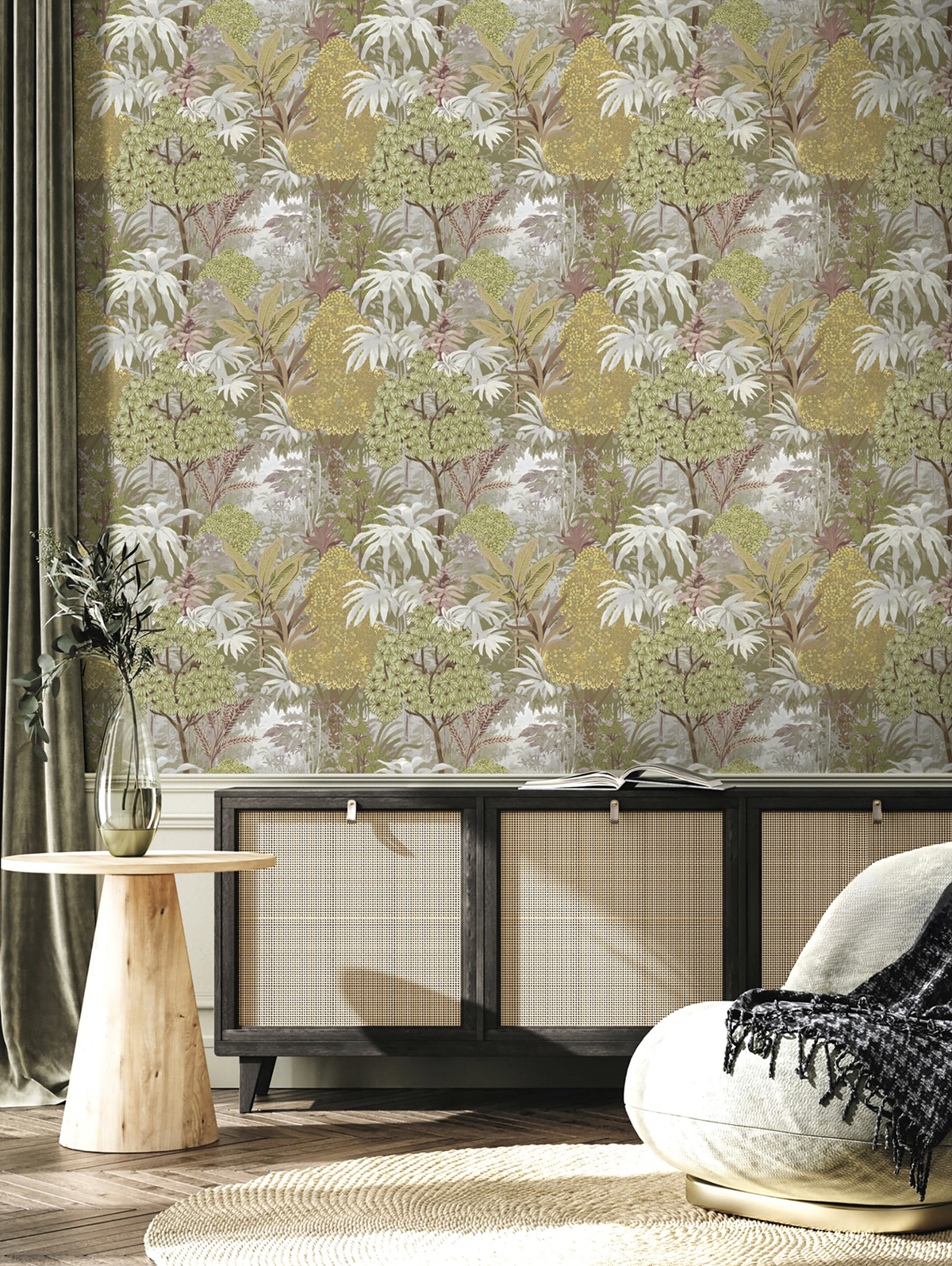 Papier peint Feuillage Artémis vert sauge doré - Maison Paradis de Lutèce | Réf. LTC-MP15501