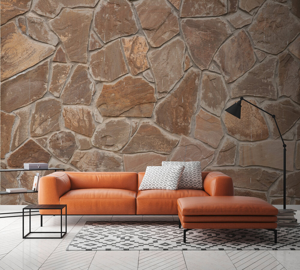 Papier peint panoramique Mur Dalle Pierre brun - Wall Love d'A.S. Création | Réf. DD129585