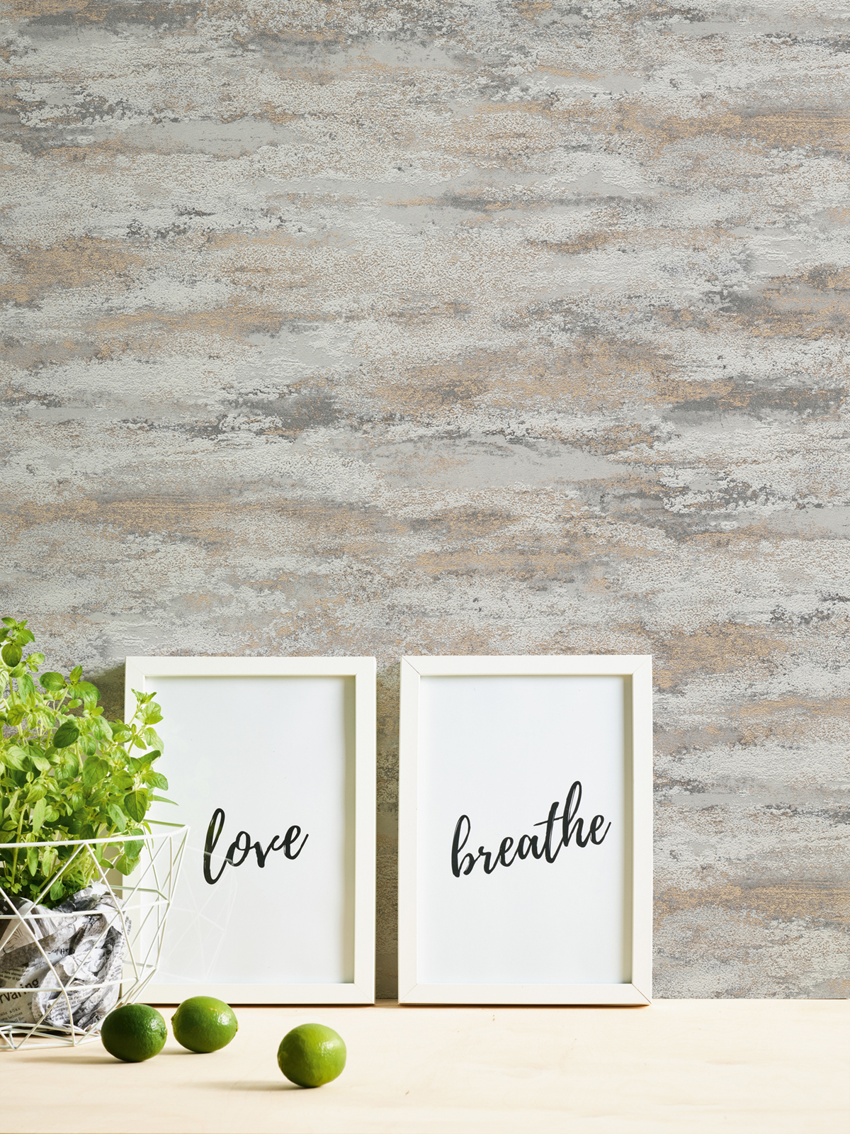 Papier peint Effet Béton Nuage gris doré - Attractive 2 d'A.S. Création AMB3 | Réf. AS-390415