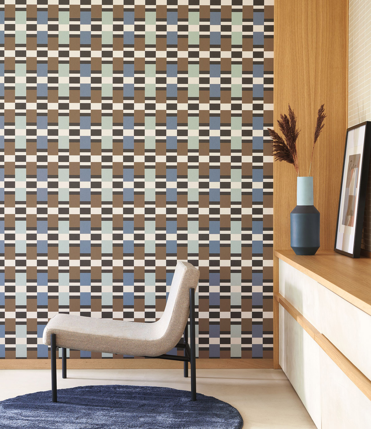 Papier peint Rectangle Chess marron bleu - Color Game de Casadéco | Réf. GAME200622626