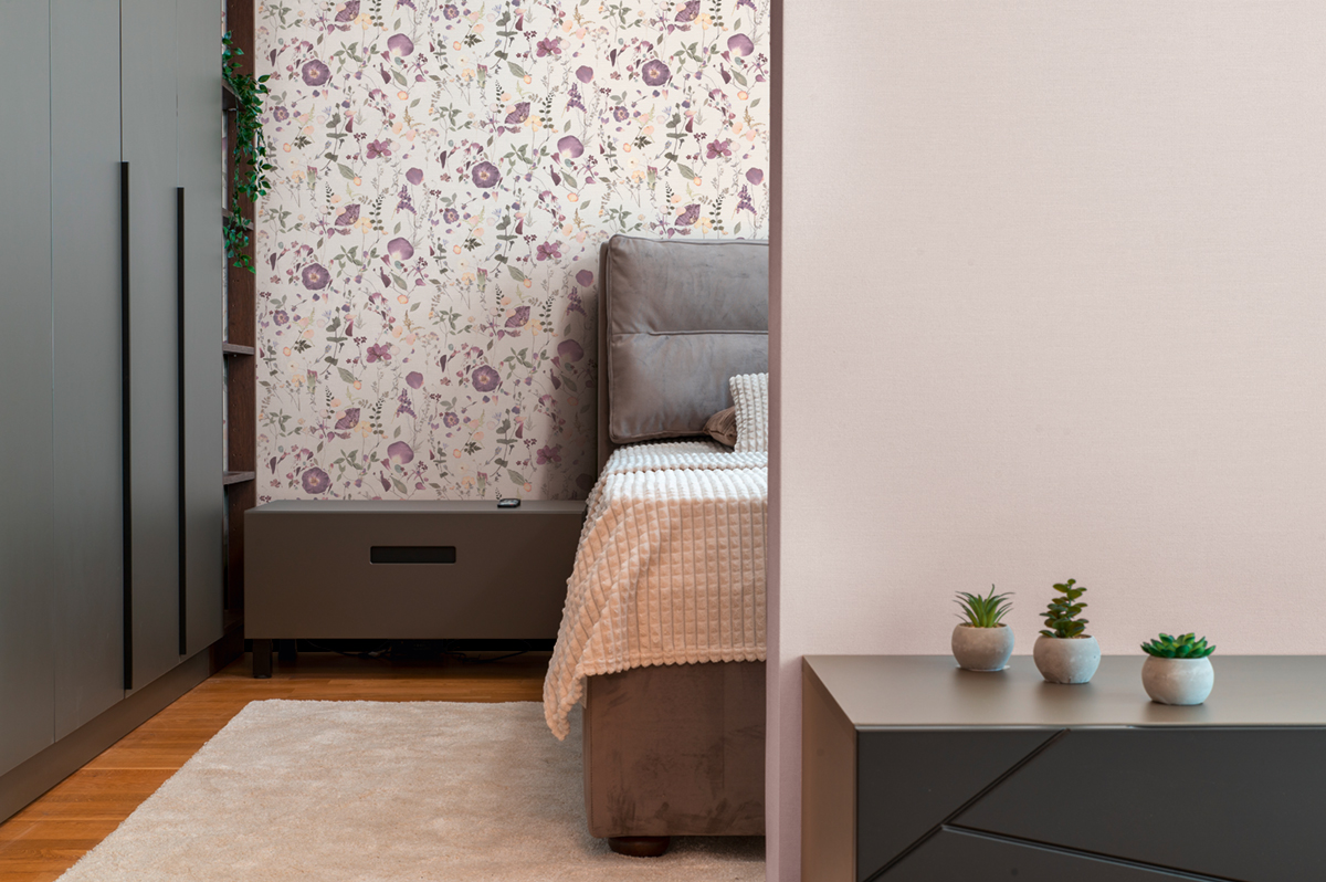 Papier peint Herbier Romantic gris violet - Aquarell Dreams d'A.S. Création | Réf. AS-397462