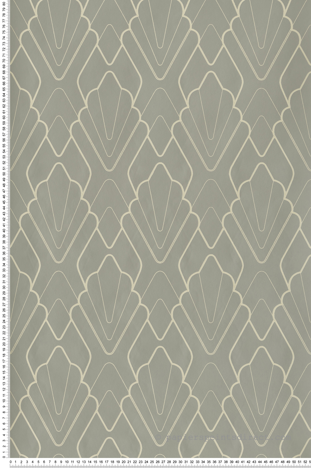 Papier peint Art Déco Style vert kaki beige - Demeures de Montecolino | Réf. MC-650208