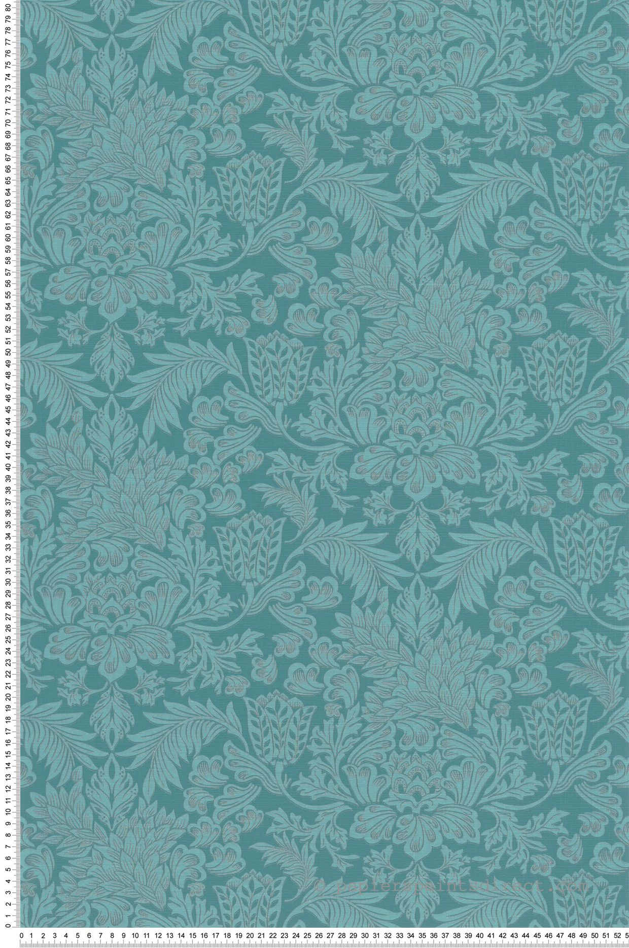 Papier peint Fleur Baroque Adorn turquoise canard - Five o'clock de Casadeco | Réf. FOCL85816384