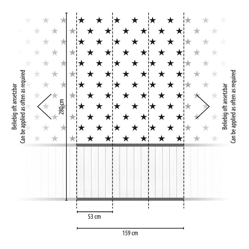 Papier peint panoramique Étoile Soubassement noir et blanc - Wallpanel d'A.S. Création AMBR | Réf. AS-398151