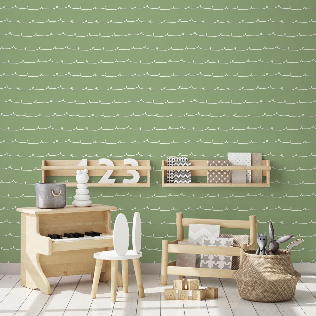 Papier peint Ligne Vague Contemporain vert - Imagine de Lutèce AMB2 | Réf. LTC-DL27571