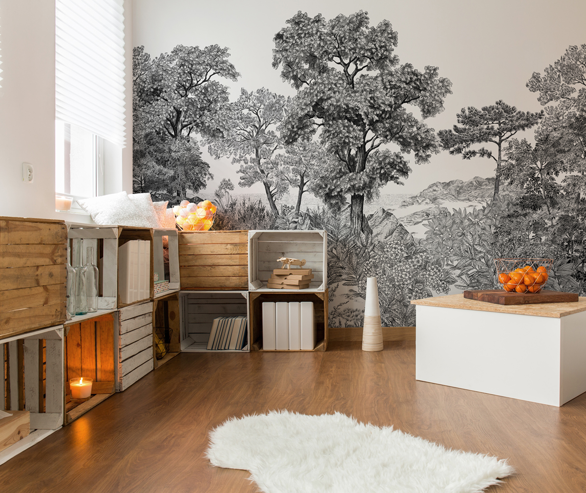 Papier peint panoramique Forêt de Bretagne Grisaille B - 4/5/6 - Isidore Leroy