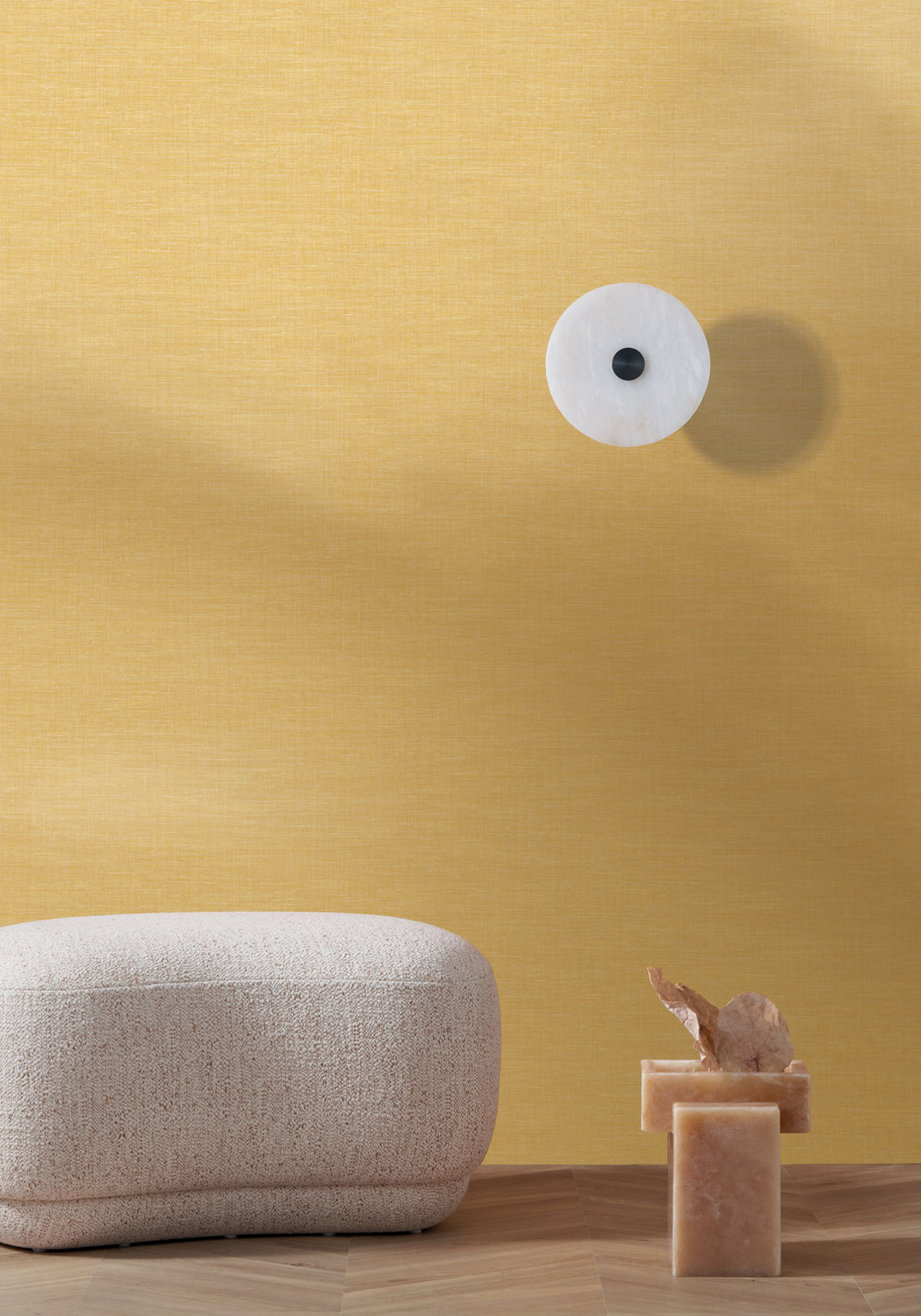 Papier peint Lin Shinok jaune mimosa - Le Lin 3 de Casamance | Réf. CAS-F73819364