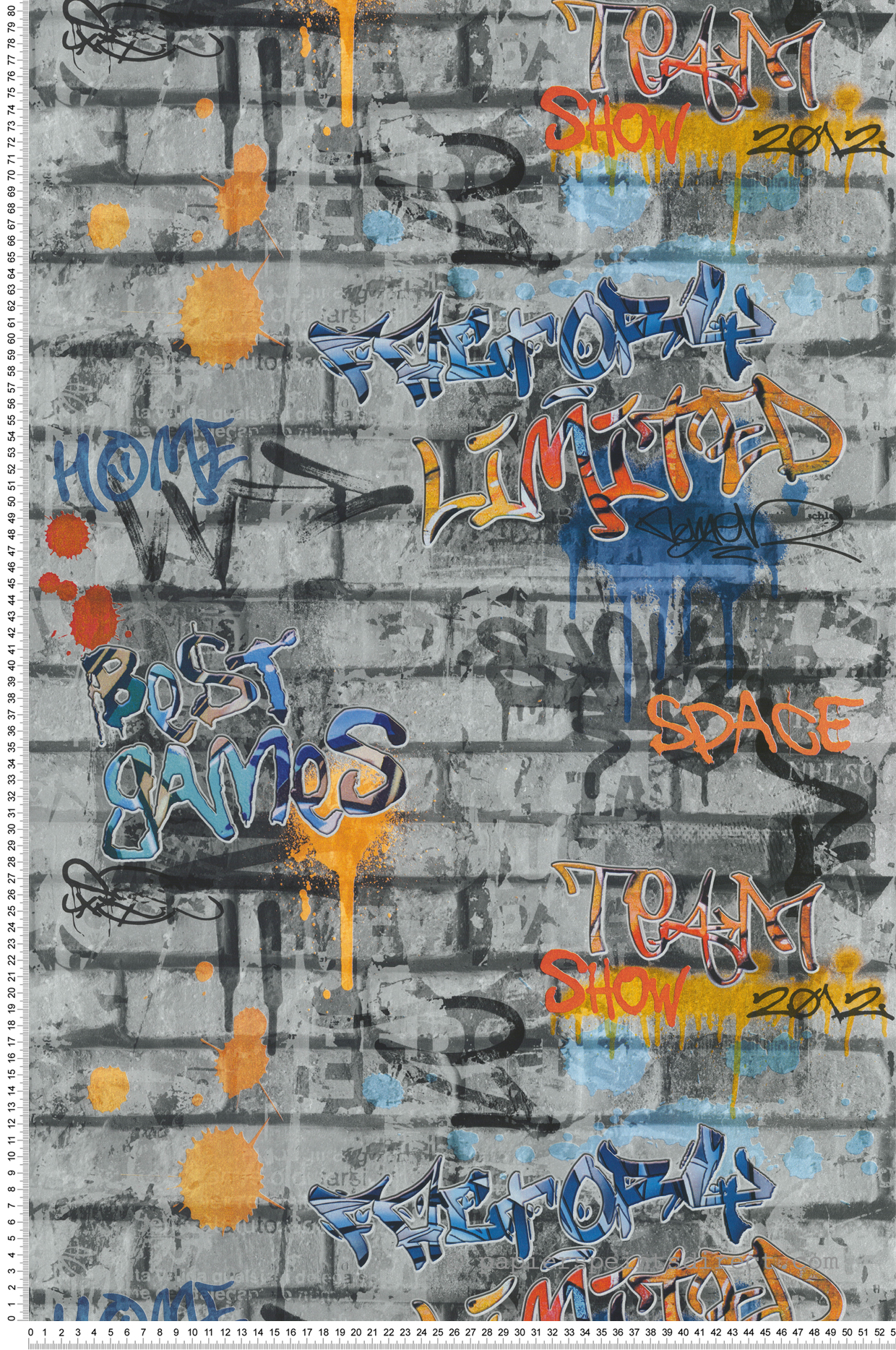 Papier peint Tag Street Art bleu - Les Aventures de Lutèce | Réf. LTC-51242709