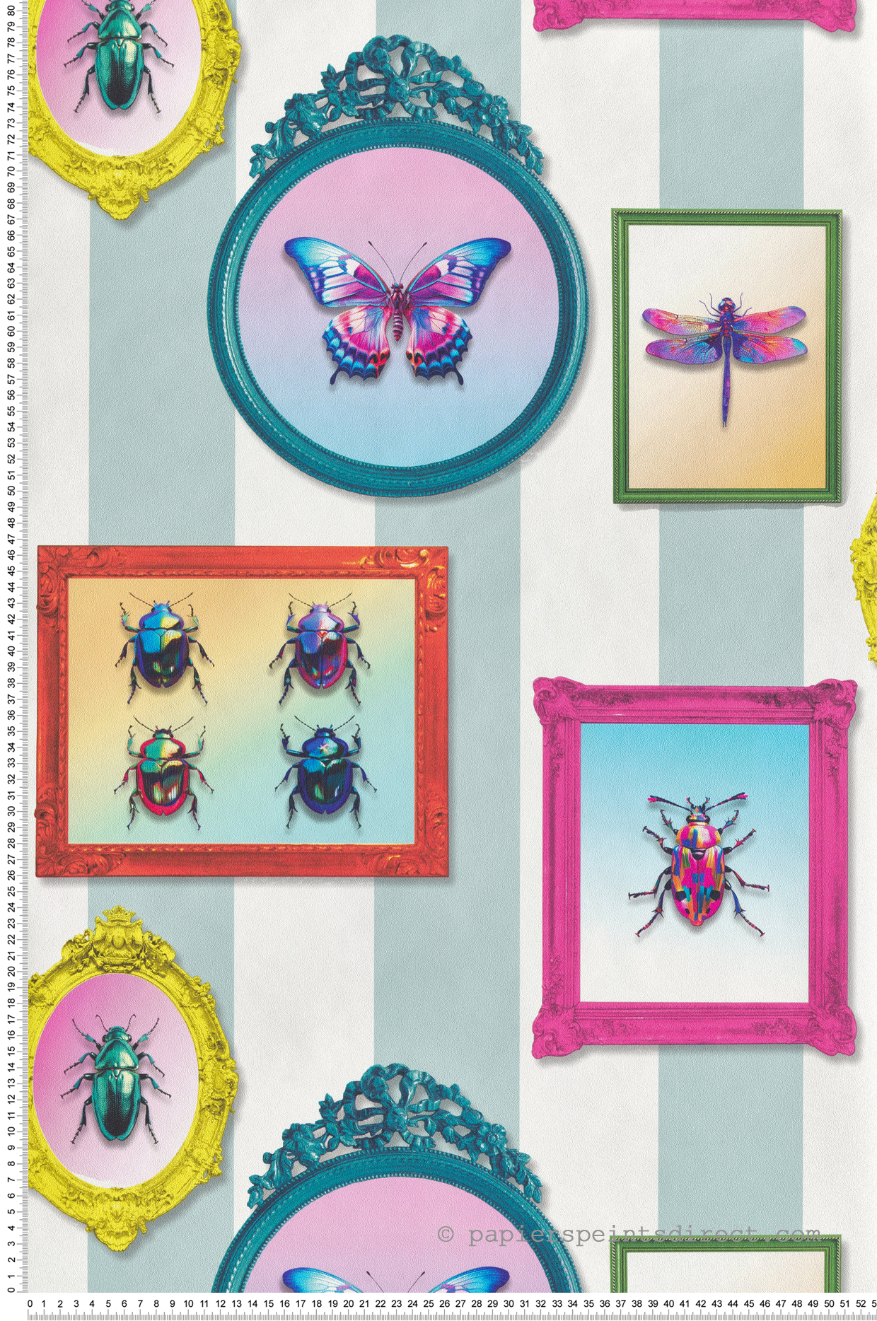 Papier Peint Cadre Insecte Entomologie Pop bleu doux - Illusion d'Ugépa | Réf. UGP-M89501