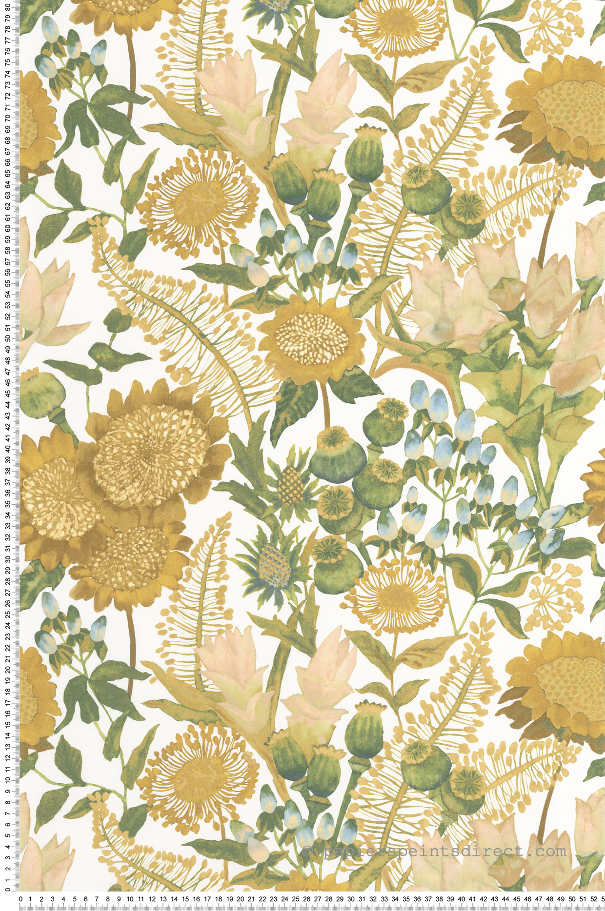 Papier peint Fleur Saint Paul de Vence jaune ocre - Echappée Belle de Casadéco | Réf. ECHA89817323