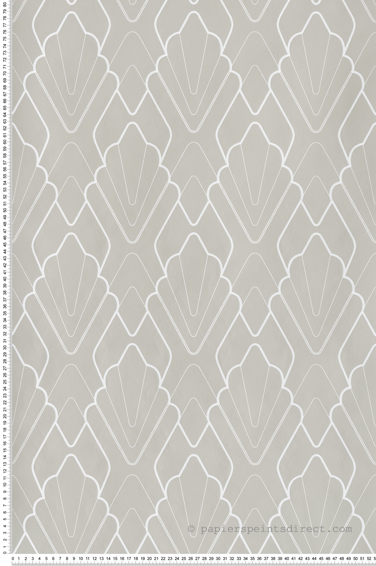 Papier peint Art Déco Style grège blanc - Demeures de Montecolino | Réf. MC-650207